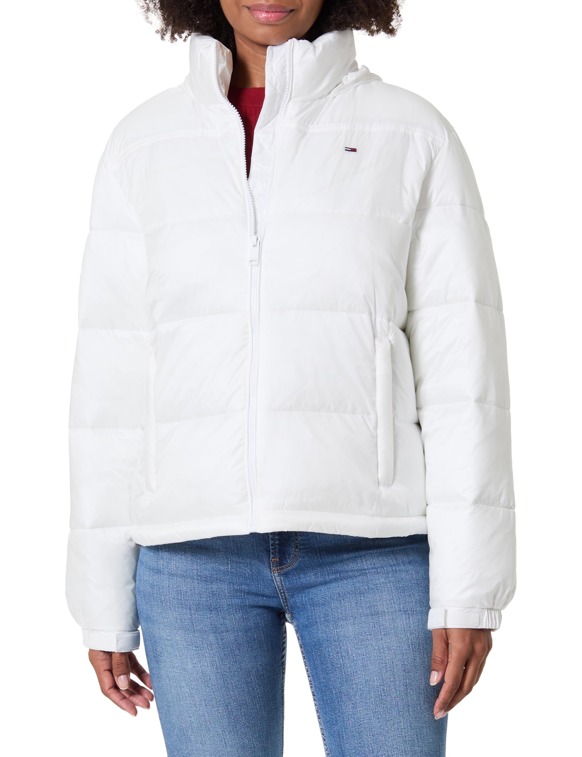 Tommy Jeans Women's Tjw Pckbl Hood Ess Puffer Ext Dw0Dw21619 Jacket, White (Ecru), XS
