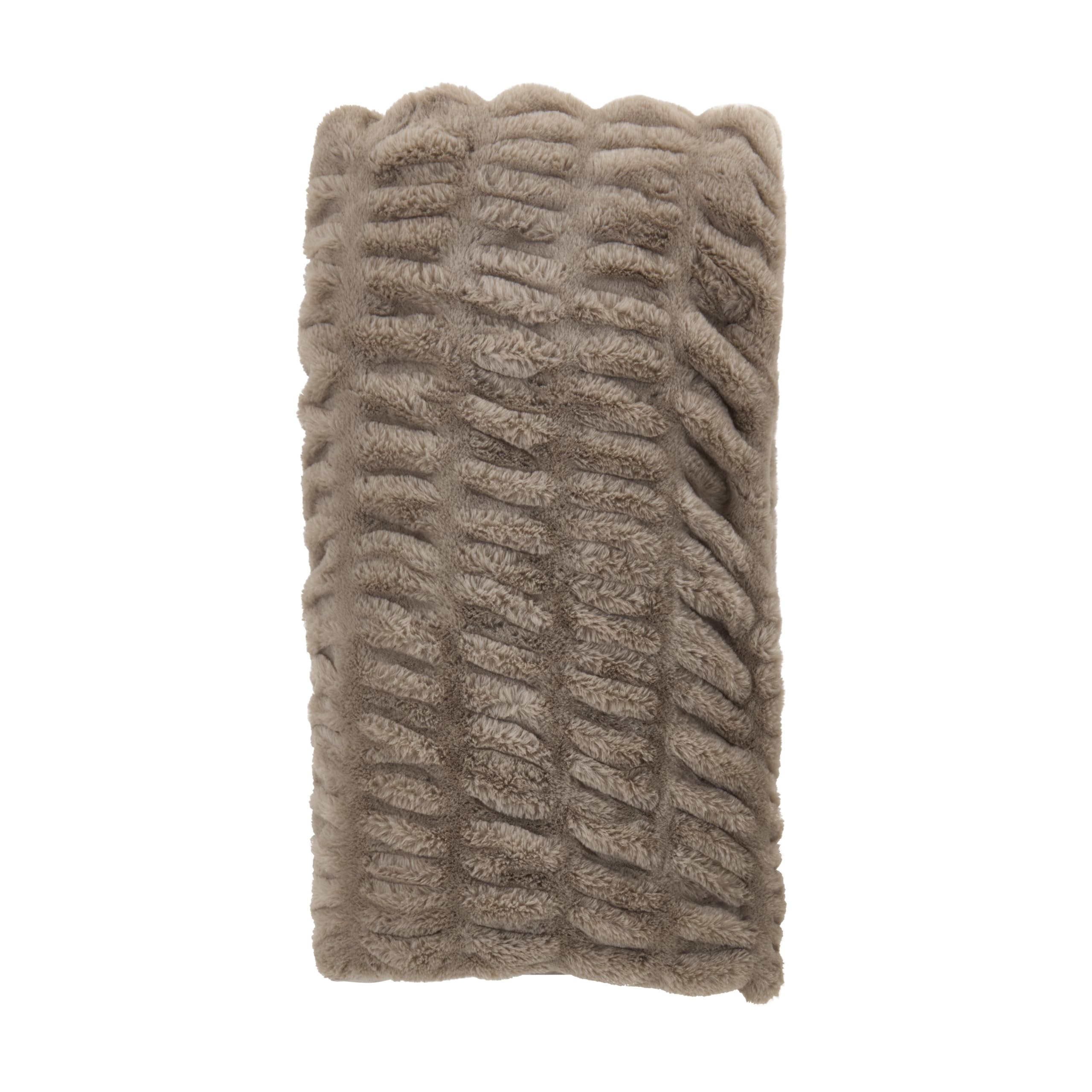 SARO LIFESTYLE Ribbed Faux Fur Throw Blanket - Plush Polyester Throw for Cozy Everyday Comfort & Modern Home Décor, 50"x60", Mocha
