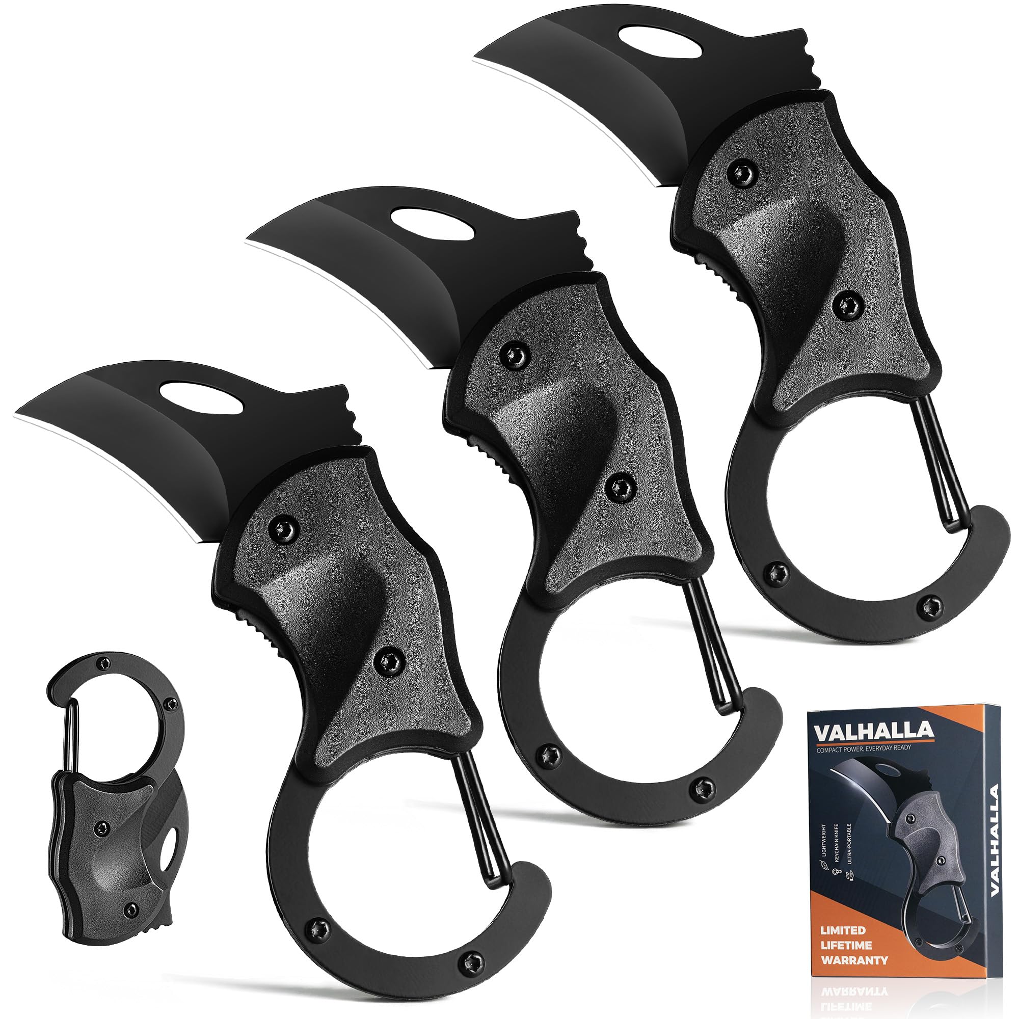 BIRD 3 Pack Small Pocket Knife Gifts for Men, 1.3'' Mini Box Cutter EDC Gadgets, Cool Stocking Stuffers Birthday & Christmas Gift for Him (BLACK*3)