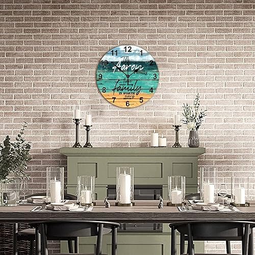 Miniatura 7 de Reloj de pared de madera personalizado que pasa con la familia cada segundo con manecillas de metal, reloj de pared redondo ligero estilo campestre