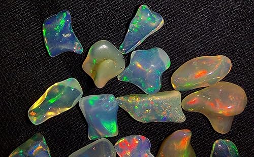 Miniatura 9 de 065 a 165 quilates lote de 16 unidades natural etíope arco iris ópalo blanco fuego sin cortar piedra preciosa certificada ideal para uso en joyas