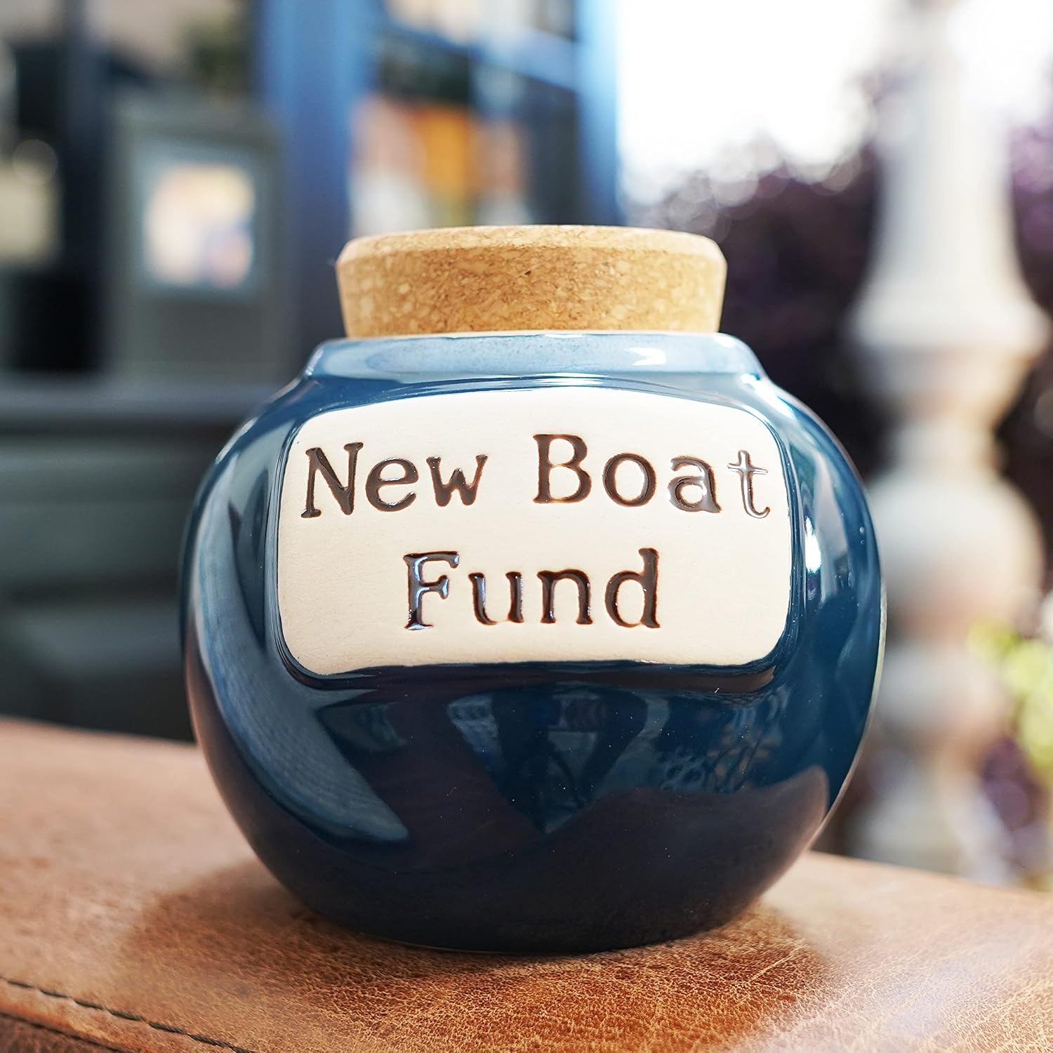 Cottage Creek Jars - New Boat Fund Ceramic Piggy Bank, Boat Accessories, Boating Gifts for Men, Dad, Boat Lovers