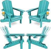 Vista 54 de SERWALL Juego de 2 sillas plegables Adirondack ajustables con 3 posiciones reclinables, Adirondack de polietileno de alta densidad para todo