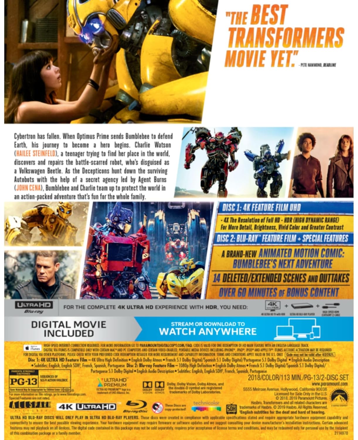 Bumblebee and Charlie Watson in a scene from the movie