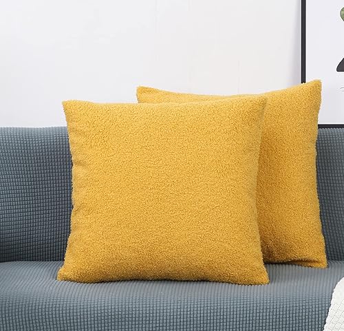 TangDepot Paquete de 2 fundas de almohada lujosas y esponjosas de piel de oveja sintética, fundas de almohada cuadradas, fundas de almohada para
