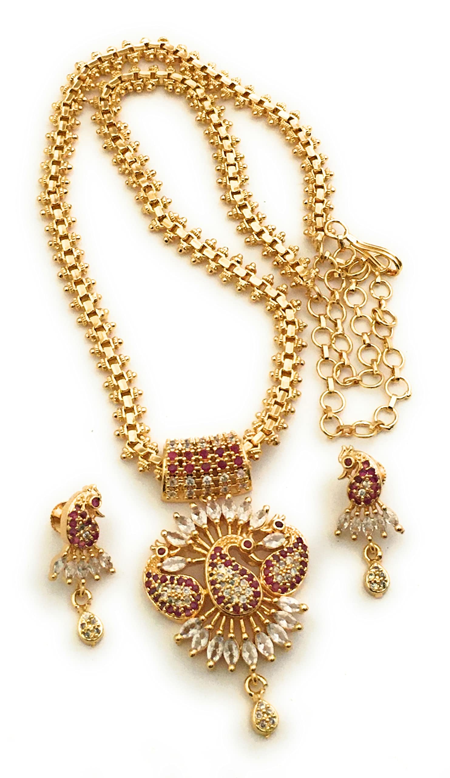 Sasitrends One Gram Gold Plated Peacock Designer Traditional Jewellery Set with Earrings for Girls & Women (B09NWJYT94) Amazon Price History, Amazon Price Tracker