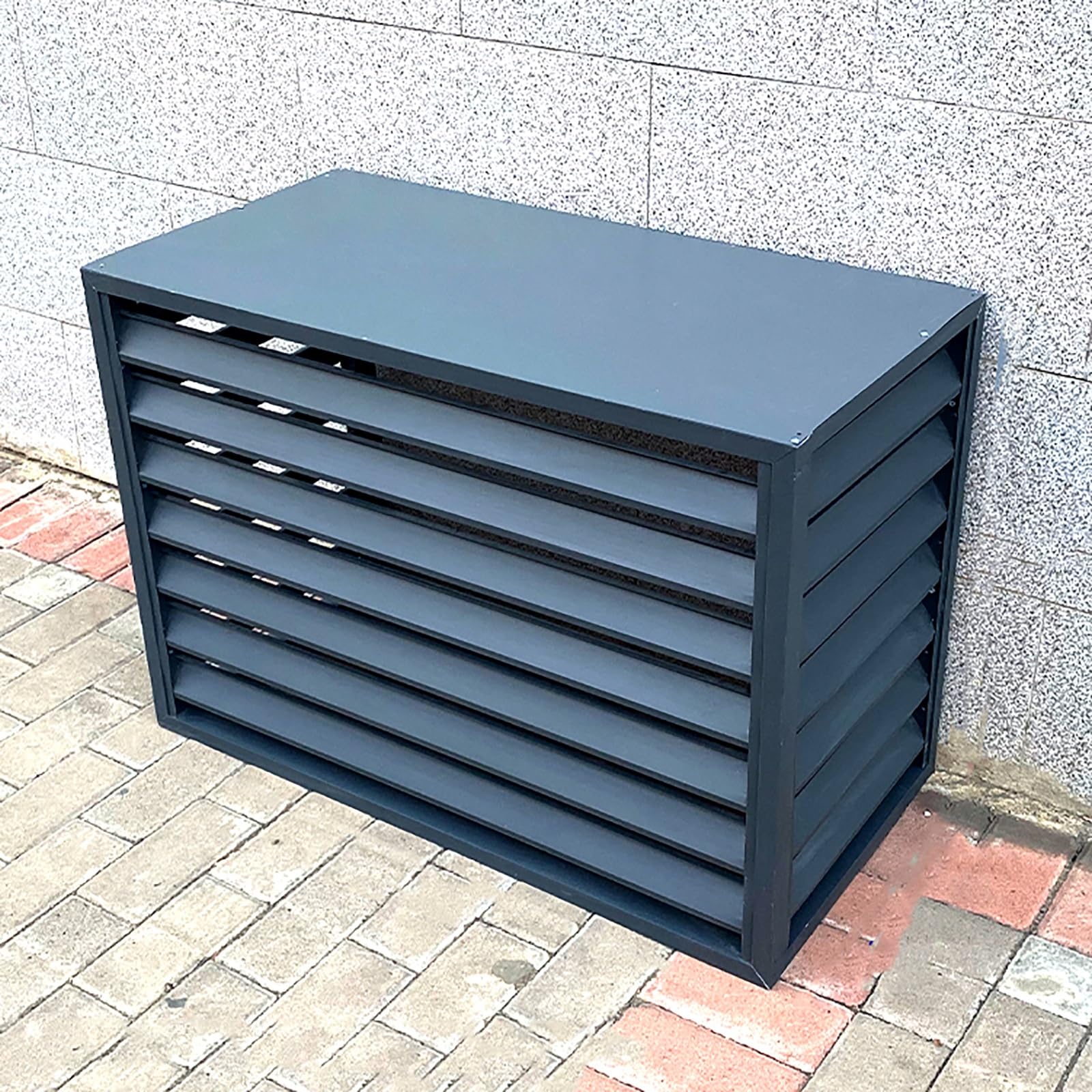 QYMYOZ Outdoor Air Conditioner Cover Aluminum Protective Cover for Heat Pump & AC Units (1.5P/2~3P/5P) Weatherproof & Leaf Protection Gray (110x60x80cm)