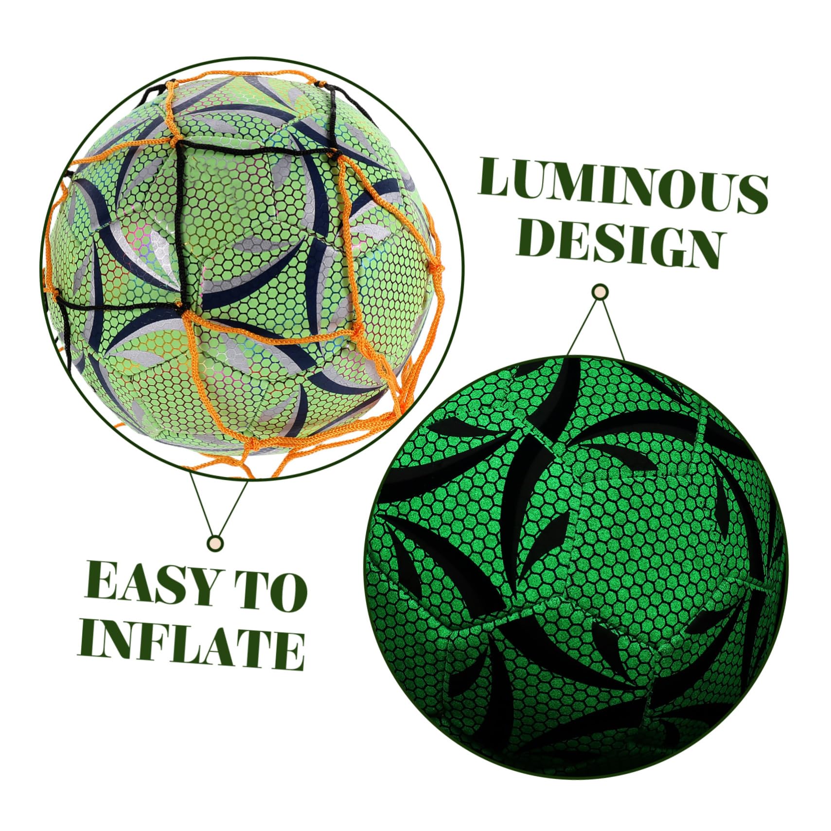 1pezzi Pallone da Calcio Luminoso e Fluorescente per Allenamenti Sportivi Notturni e Partite Indoor Realizzato in Pu Resistente Offre Performance Durature e visibilità Notturna