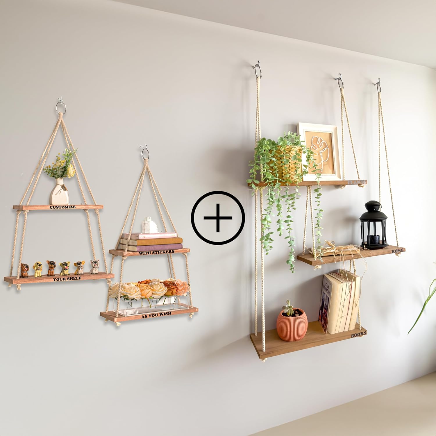 Hanging Shelves for Wall 2 Set Bundle Boho Shelves Hanging