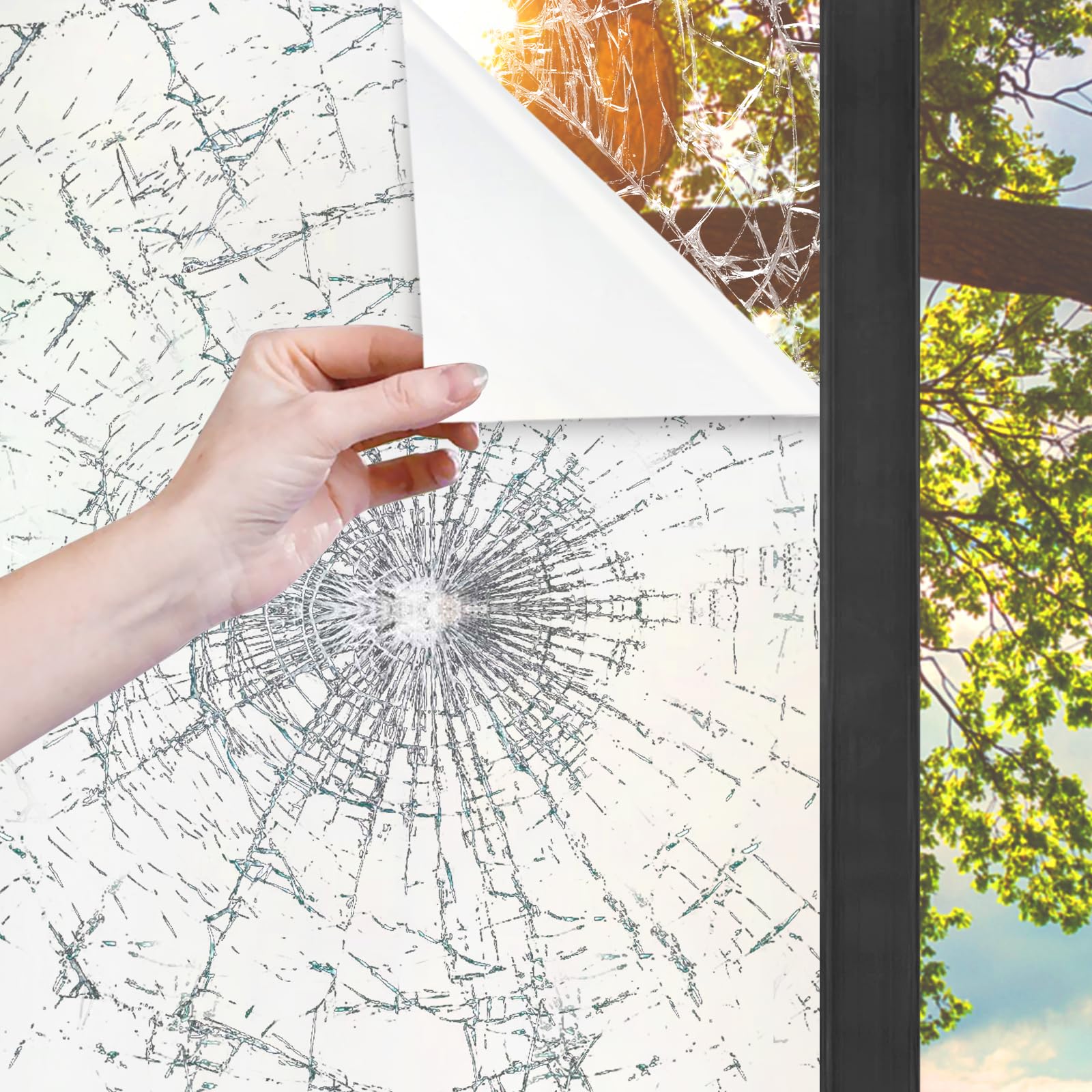 White Frosted Window Security Film 17.5in X 9.84ft, Shackcom Tempered Glass Window Film Adhesive Anti-Shatter for Home, Office and Car (White Frosted)