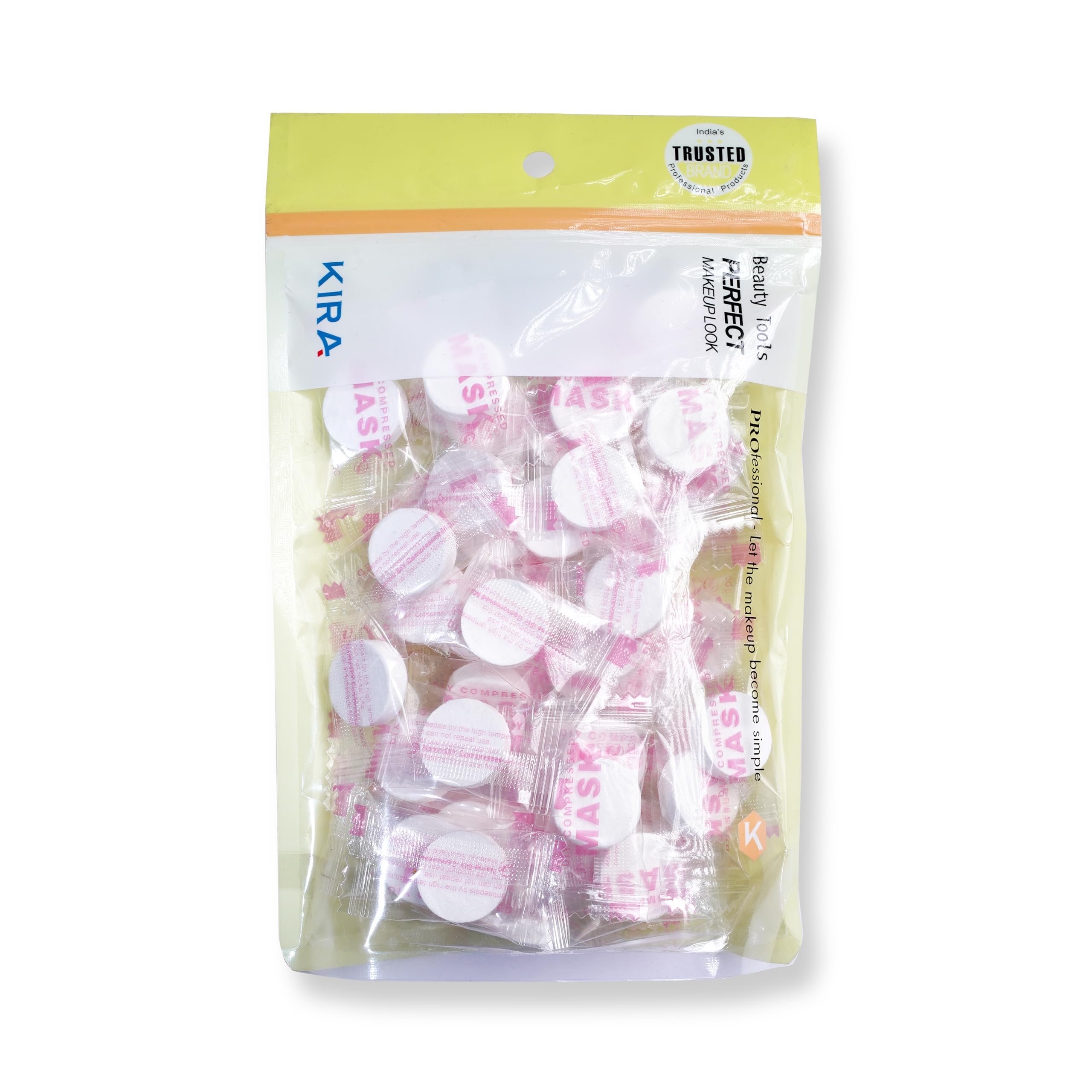 - KIRA Compressed Facial Mask Tablets Disposable Paper Natural Cotton Skin DIY Home Spa Coin Face Mask Sheet for Women and Girl (Pack of 50)
