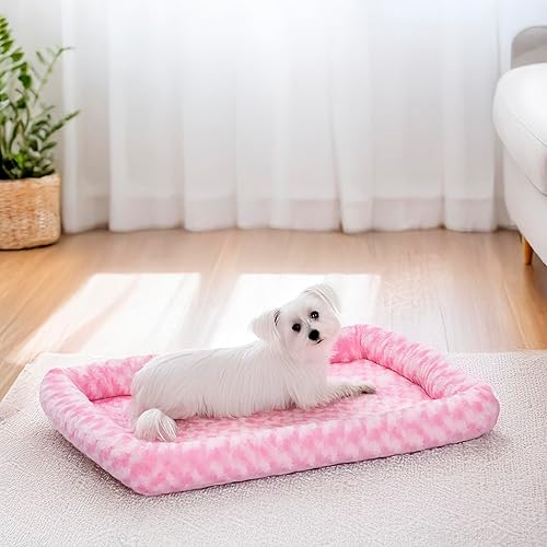 Vista 106 de Cama para mascotas MidWest Bolster, ideal para cajas de metal para perros, se puede lavar a máquina y secar, 36 - pulgadas, Rosado Blush