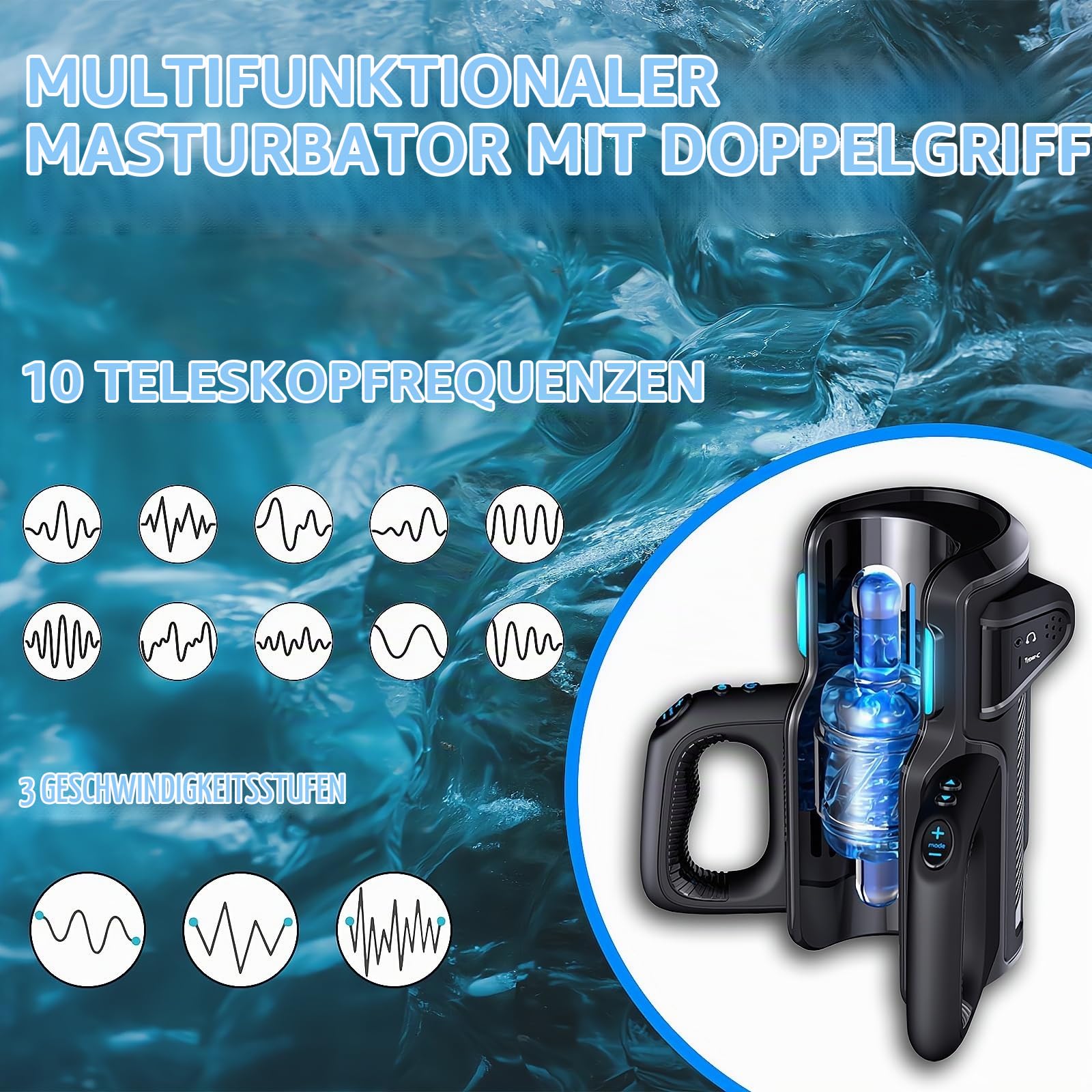 Elektrischer Masturbator Handfrei Cup Mit 10 Stoßfunktion Teleskopfunktion Massagefunktion,Taschenmuschi Masturbieren Für Männer Penis Masturbatoren