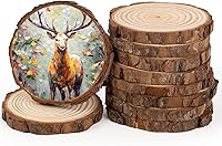 Vista 7 de ilauke Rebanadas de Madera, 10 Piezas de 3.5"-4" de Madera Natural Redondas, Círculos de Madera con Corteza, Kit de Madera Sin Terminar