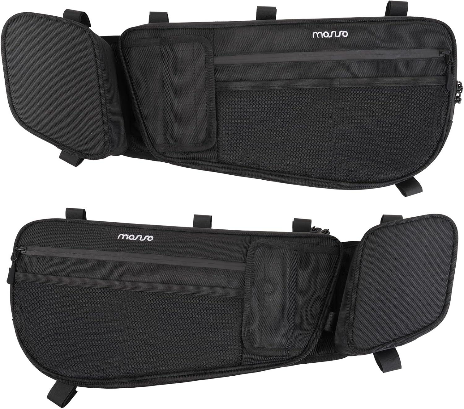 MOSISO 2 Pack X3 Door Bags Compatible with Can Am Maverick X3 and Max 2017-2025 Models, UTV Side Storage Organizer Bags with Cup Holder & Removable Knee Pad, Black