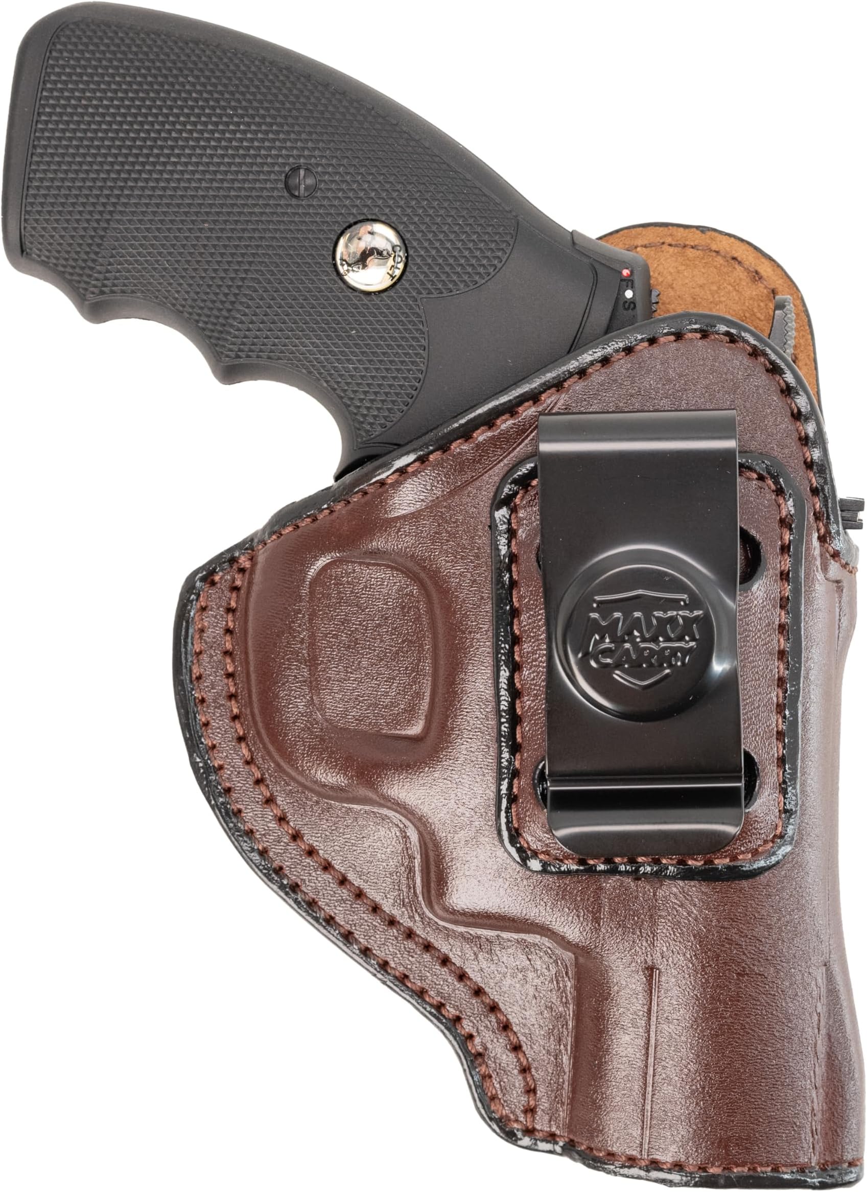 IWB Genuine Leather Gun Holster, Conceal Carry, Fits Most K & L 6 Shot Revolvers in a 2", 3" & 4" Barrel Length .38|357|9|44cal. Ruger SP101, Python, 357 Magnum.