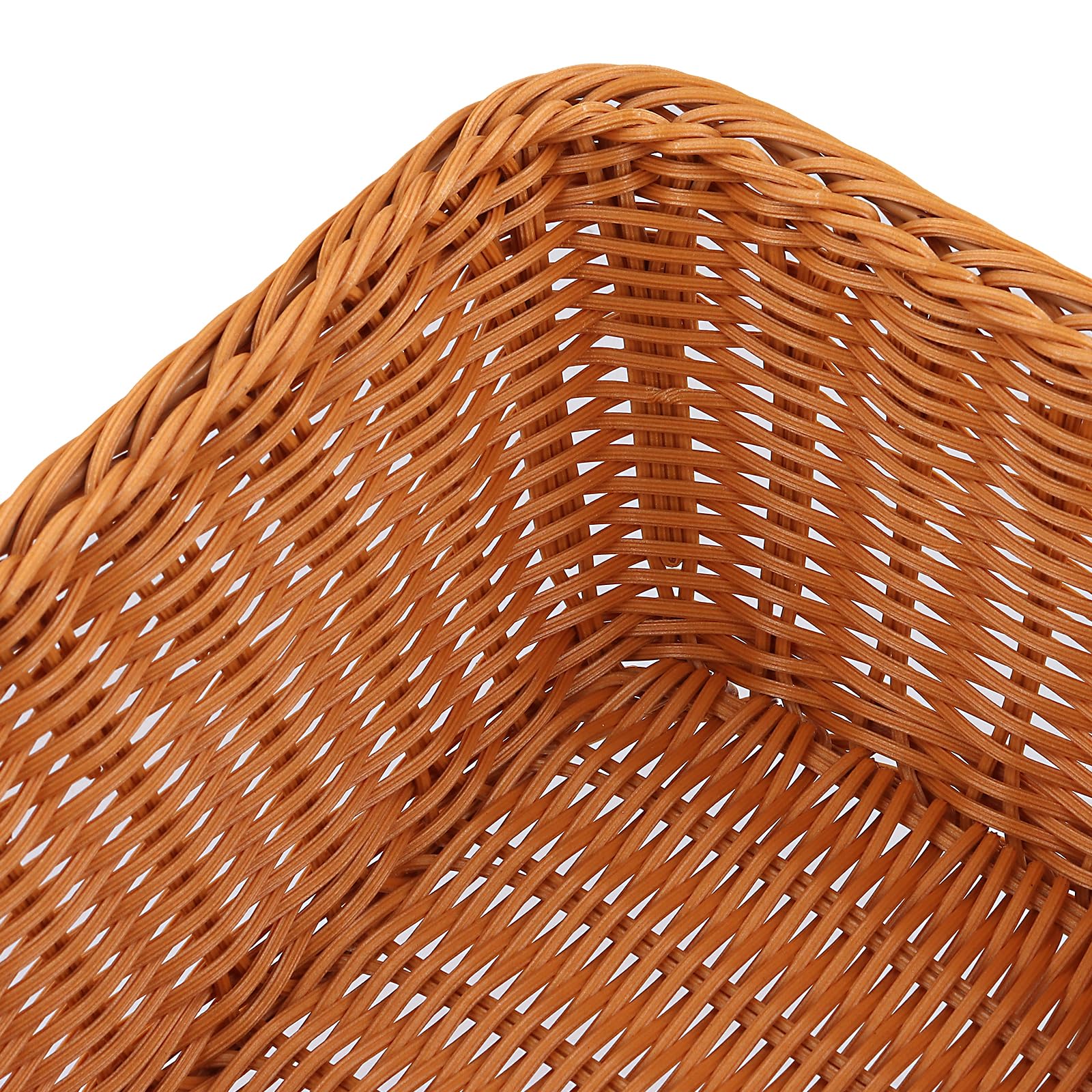FUNSUEI 4 sztuki, 30 x 20 x 10 cm, koszyk na chleb z tworzywa sztucznego, prostok?tne, rattanowe, na chleb, owoce, do kuchni, kolor br?zowy
