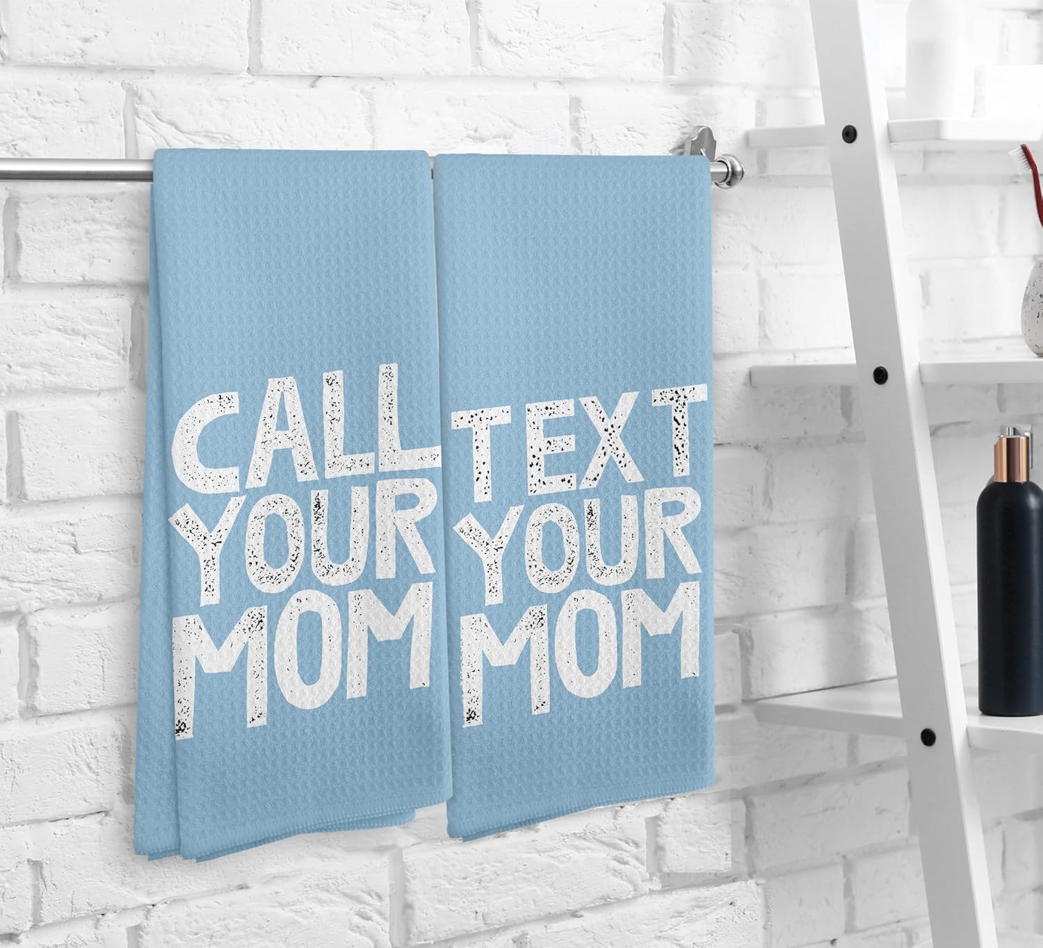 Call Your Mom Blue Kitchen Towels and Dishcloths Set of 2, Preppy Decorative Towels for Bathroom, Graduation Gifts, Inspirational Drying Cloth Towels for Dorm Bathroom Kitchen, 16×24 Inches - Image 6