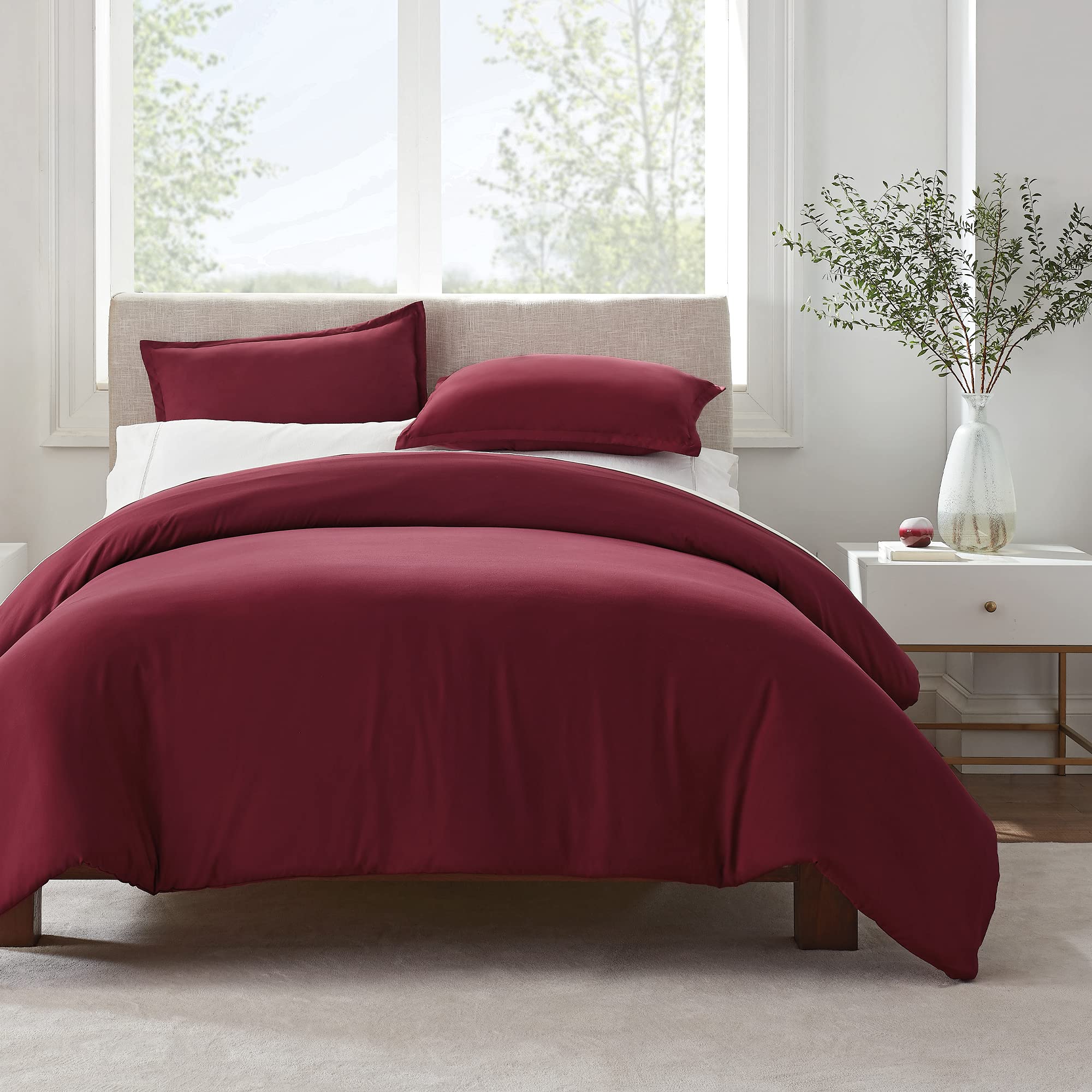 Parure de lit ultra douce Serta Simply Clean lit double XL au fini bordeaux raffiné