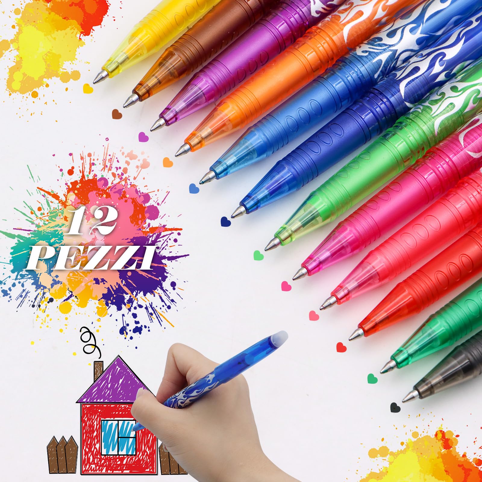 Penne Gel Cancellabili Set 24 Pezzi Con Ricariche | 0.35mm Design Animali | Per Scuola E Ufficio - Foto 11