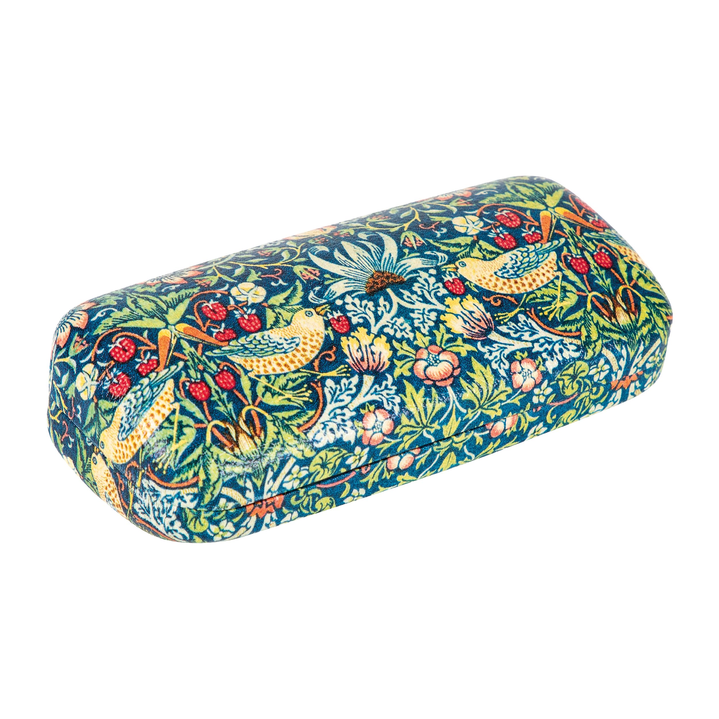 The Gifted Stationery Co. Ltd. Women's Multicoloured William Morris Strawberry Thief William Morris Strawberry Thief Glasses Case With Cleaning Cloth – Hard Shell Snap Shut Eyeglass & Sunglasses Case – Protective Spectacle Case With Soft Lining 165 × 80 ×