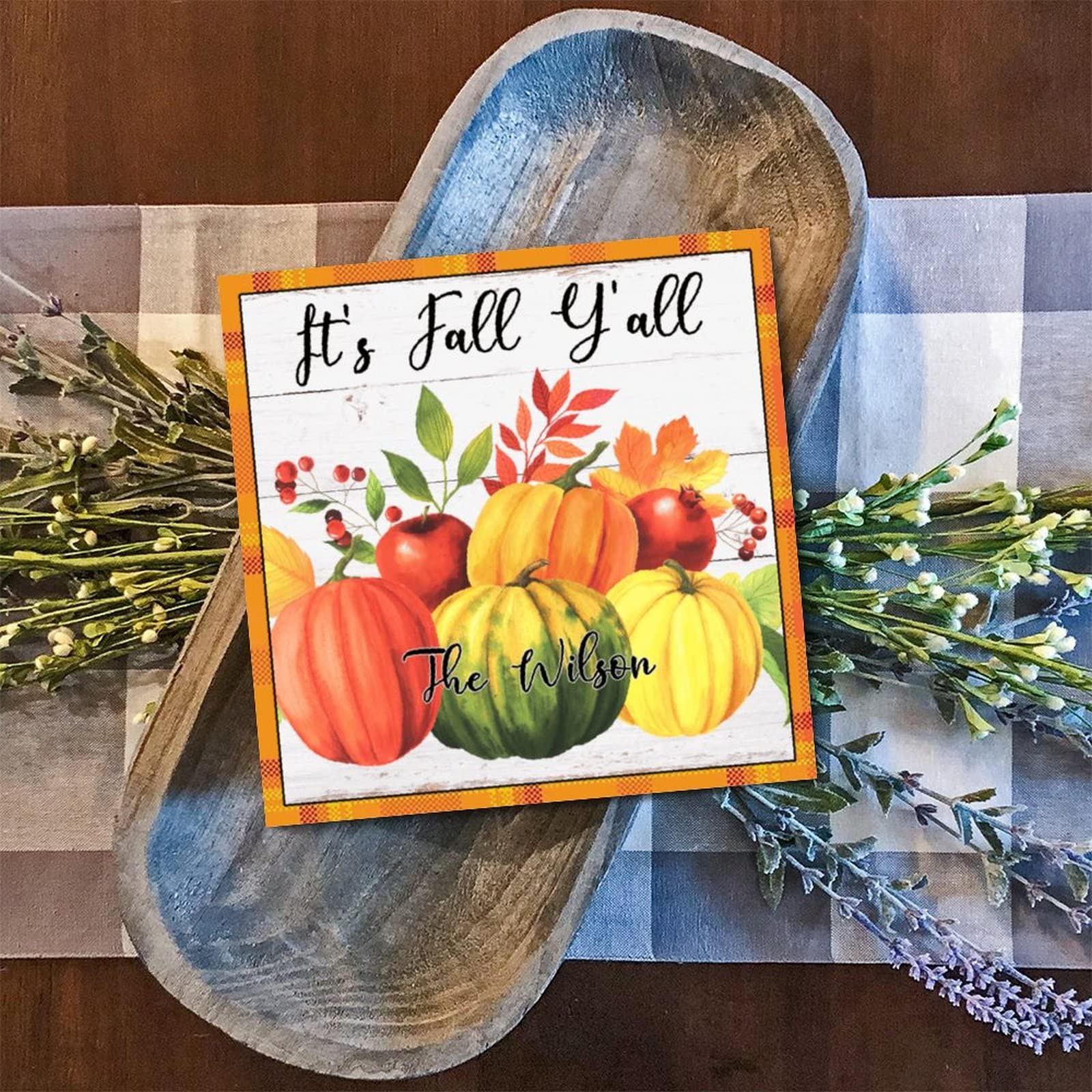 Cadeau de saison : panneau bois citrouille It's Fall Y'all, décoration chaleureuse de maison