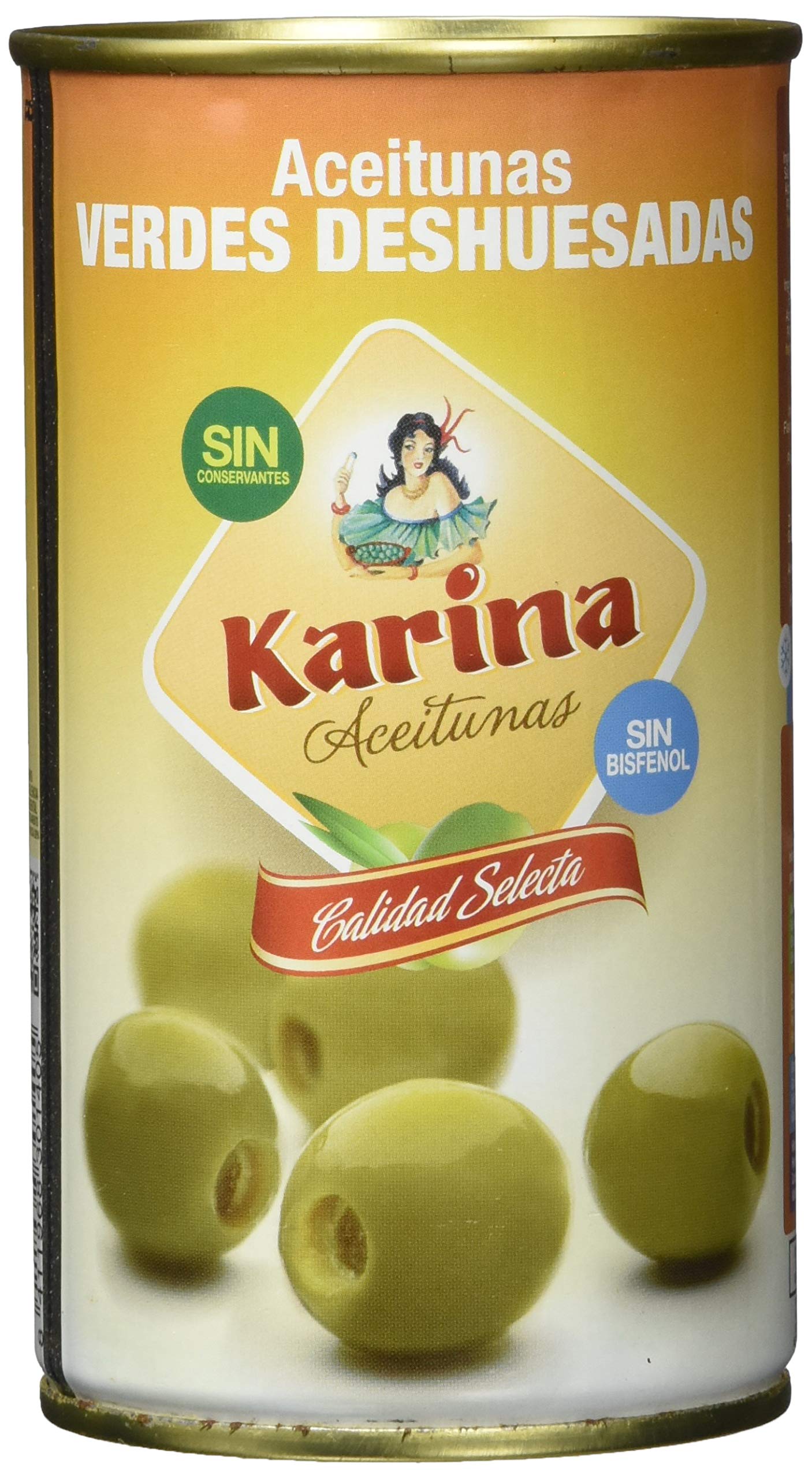 Aceitunas Karina Grüne Manzanilla-Oliven ohne Stein, Dose, 12er Pack (12 x 150 g)