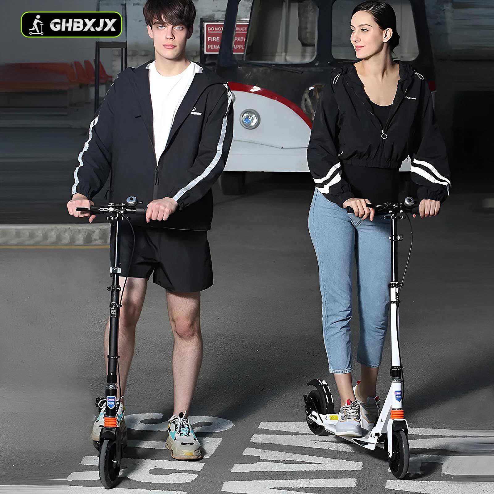Cityroller Scooter Roller für Erwachsene bis 150kg Verstellbar Scooterm, ABEC 9, Robuste Konstruktion 200mm Räder Stoßdämpfende ShockResist -Technologie Hinterradbremse rutschfest