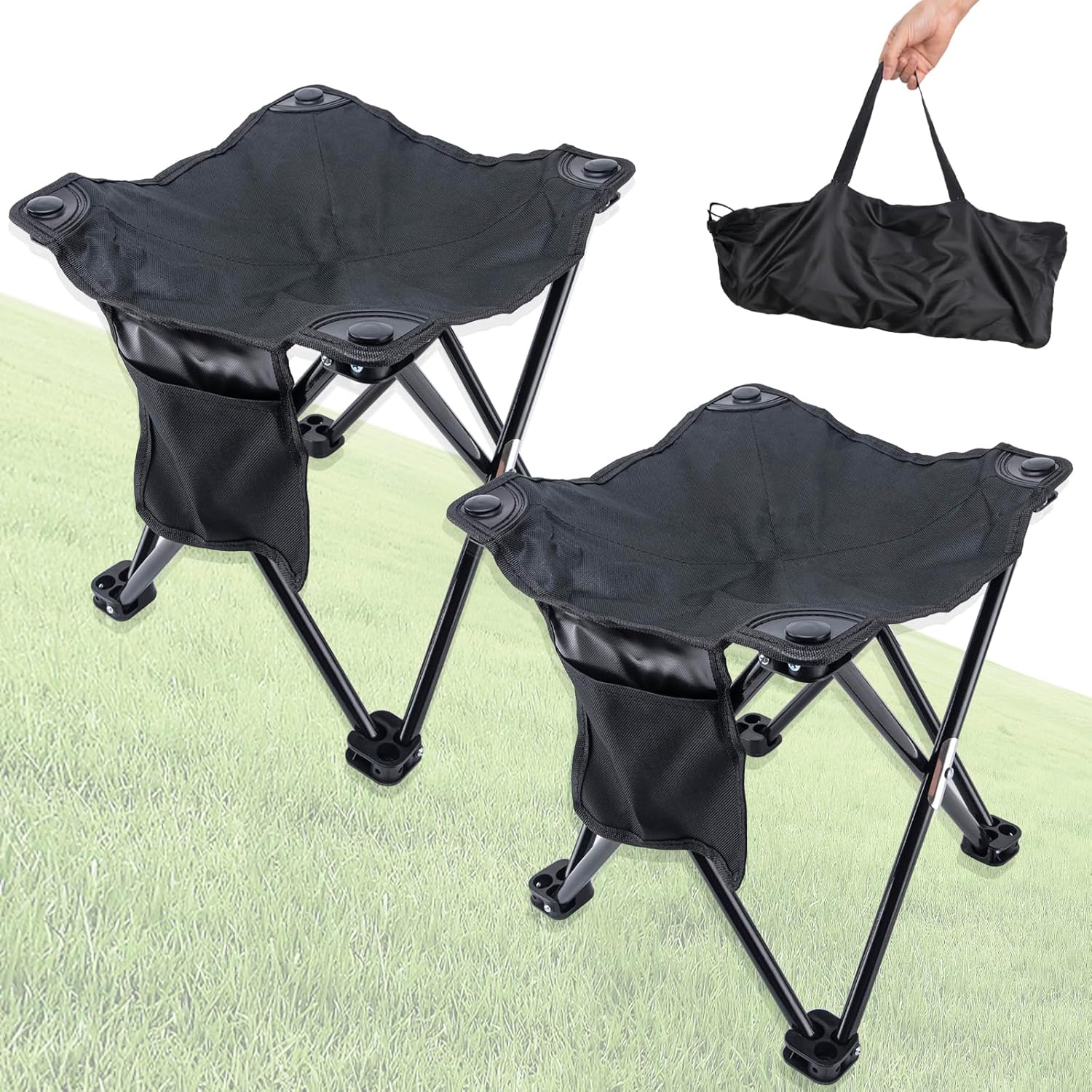 JOHAHTANG Folding Camping Stool, 15.7 Inch Portable Folding