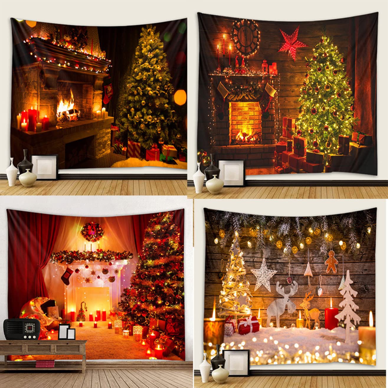 Amazon.co.jp: [LJKI] クリスマスイブ タペストリー カラー おしゃれ