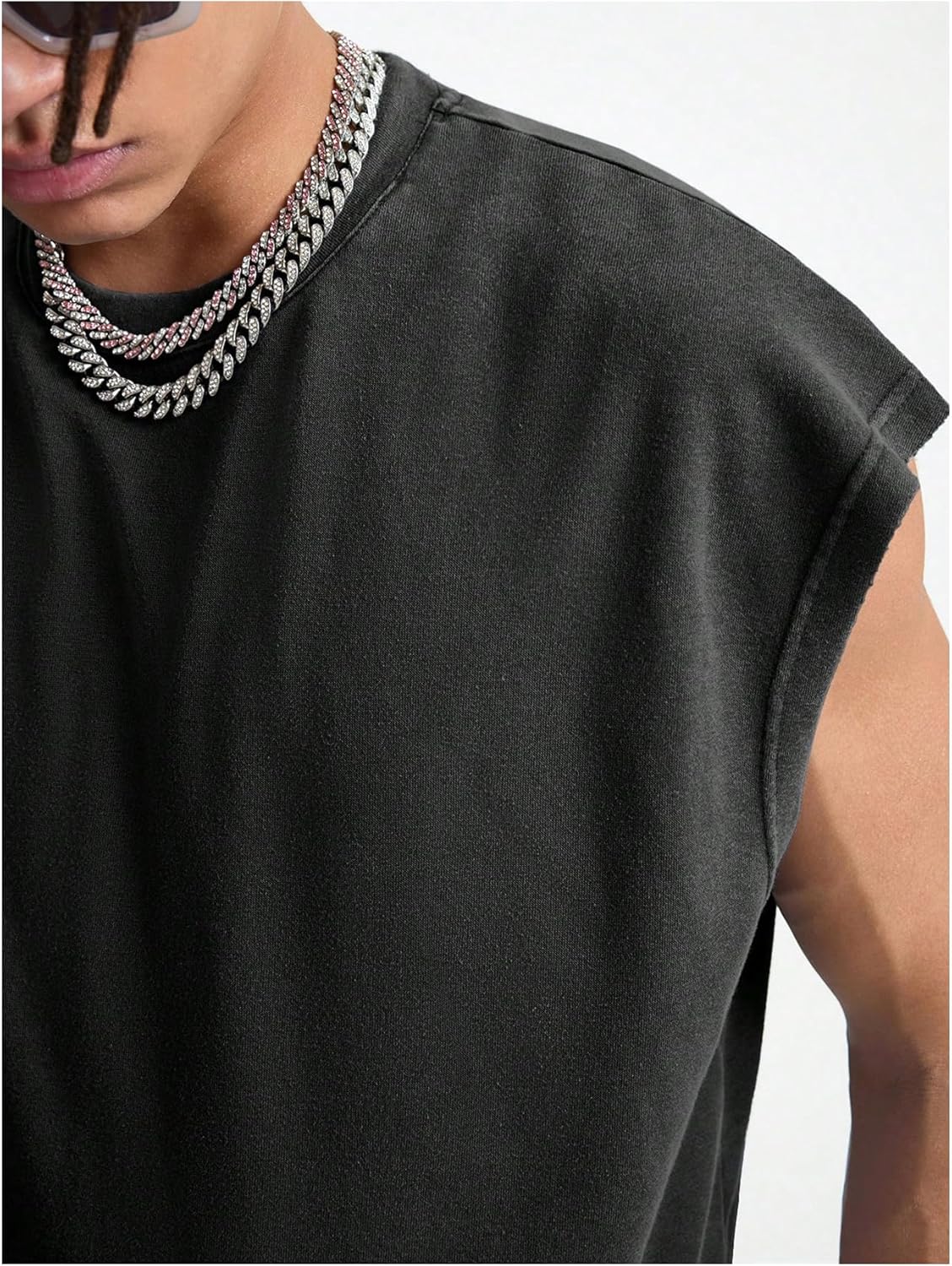 Men's Number Graphic Short Cap Sleeve Tank Tops Summer Crew Neck Baggy Workout Muscle T-Shirts - Image 4