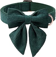 Vista 25 de Collares Verdes para Perros Pequeños, Lindo Collar de Pana para Perro con Corbatín, Hebilla de Metal de Seguridad, Collares Ajustables