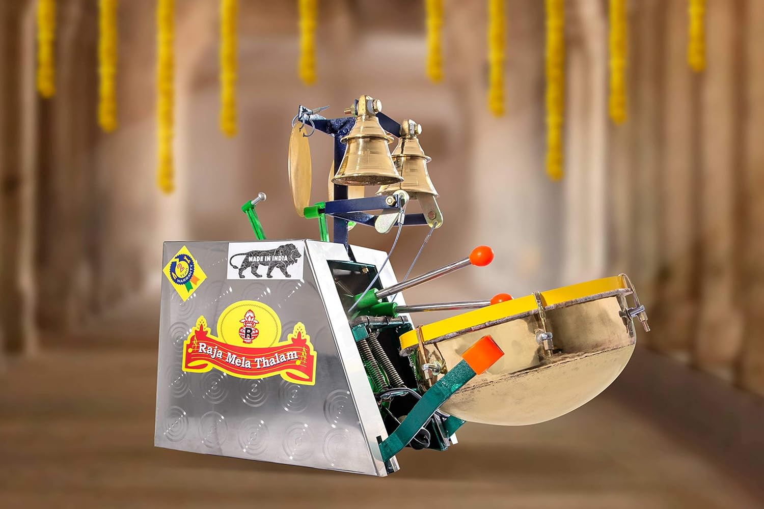Raja Mela Thalam 10" Automatic Temple Drum Bell/Nagada Arti Machine