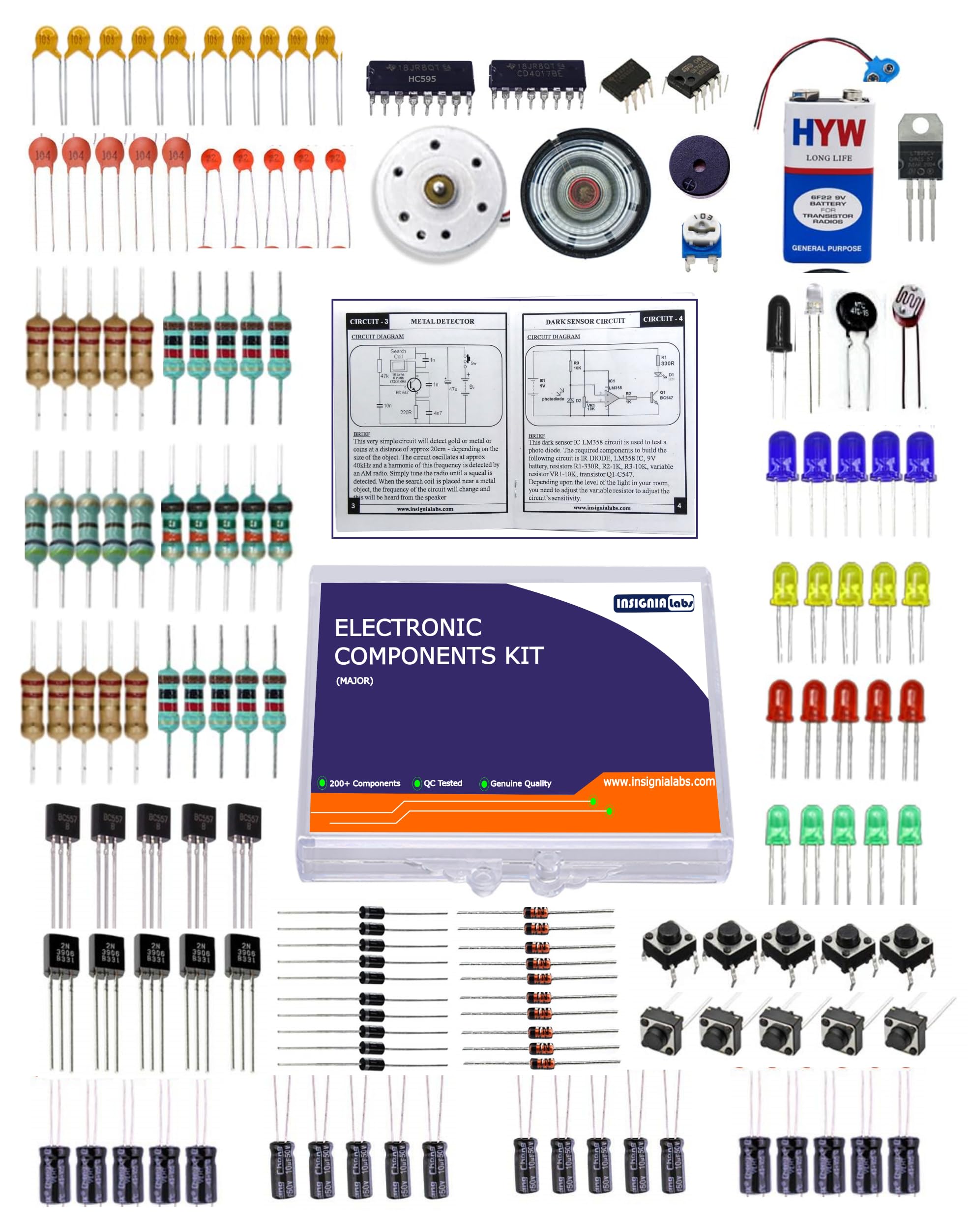ILELEC - Electronic Components Kit with Tutorial Handbook - 200+ Components Kit with Storage Box - Components for Electronic DIY Projects (B0CVQN8SZV) Amazon Price History, Amazon Price Tracker