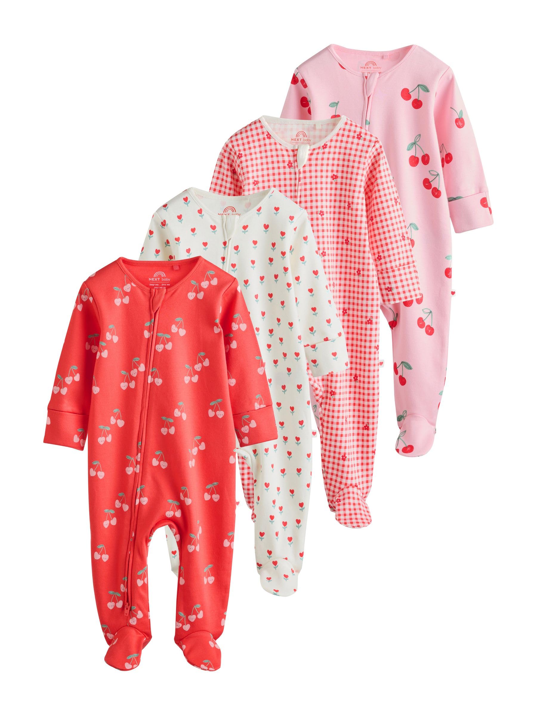 NEXT Bambina Confezione da 4 Tutine per Neonati con Zip bidirezionale