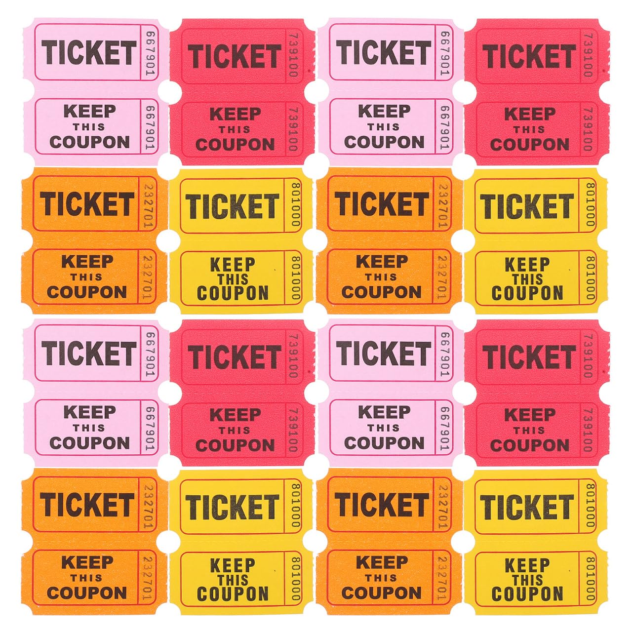 Rouleau De 400 Billets De Tombola Roses Numérotés Pour Jeux De Loterie Et Fêtes Carnaval Collectes De Fonds Divertissement
