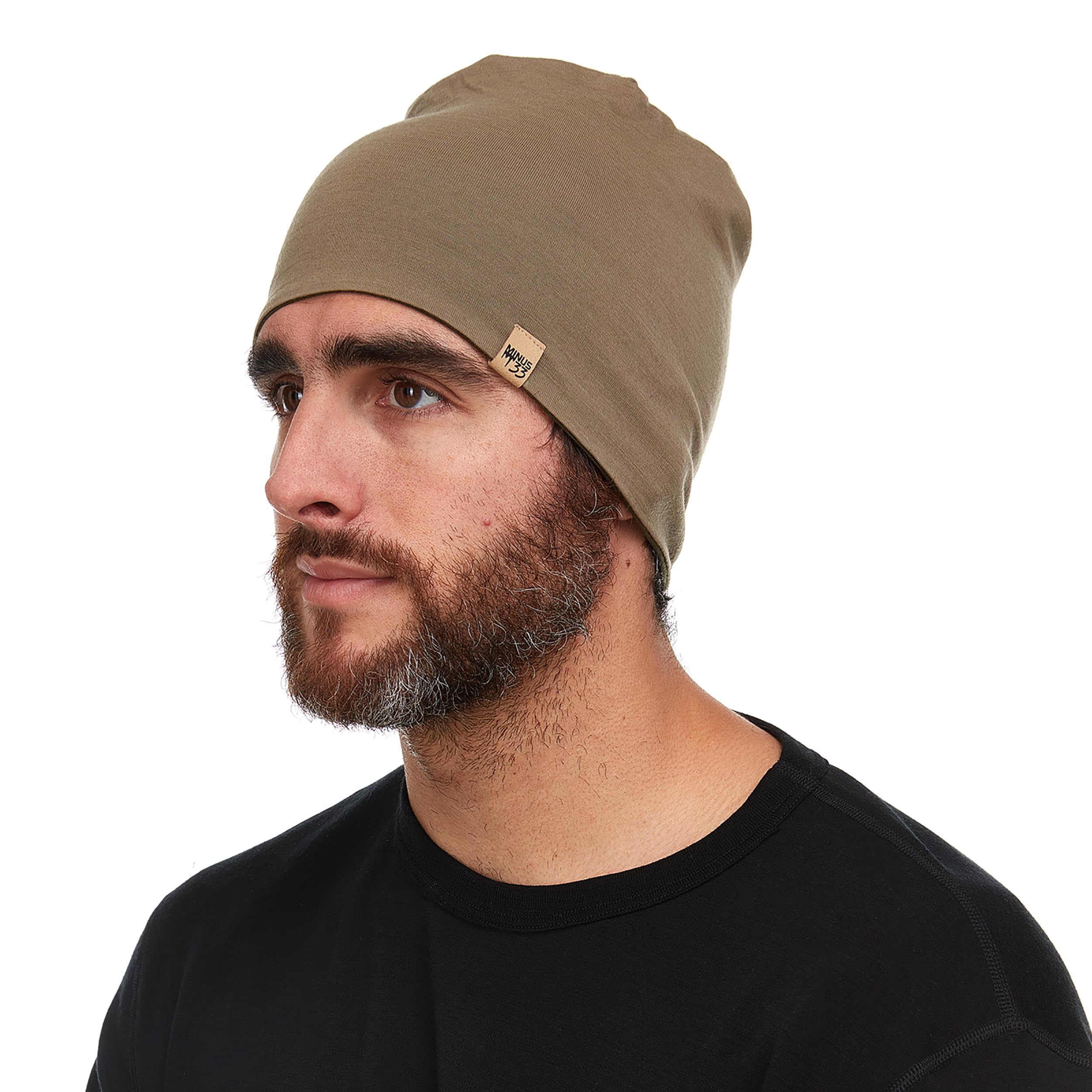Minus33 Merino Wool Unisex Tan 499 / Olive Drab Merino Wool Reversible Beanie - Micro Weight Hat - Slate Tan 499/Olive Drab