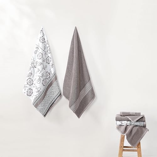 Miniatura 84 de Modern Threads Juego de 6 piezas, 2 toallas de baño, 2 toallas de mano, 2 toallas pequeñas, juego de toallas de hilo jacquard teñido/sólido, azul