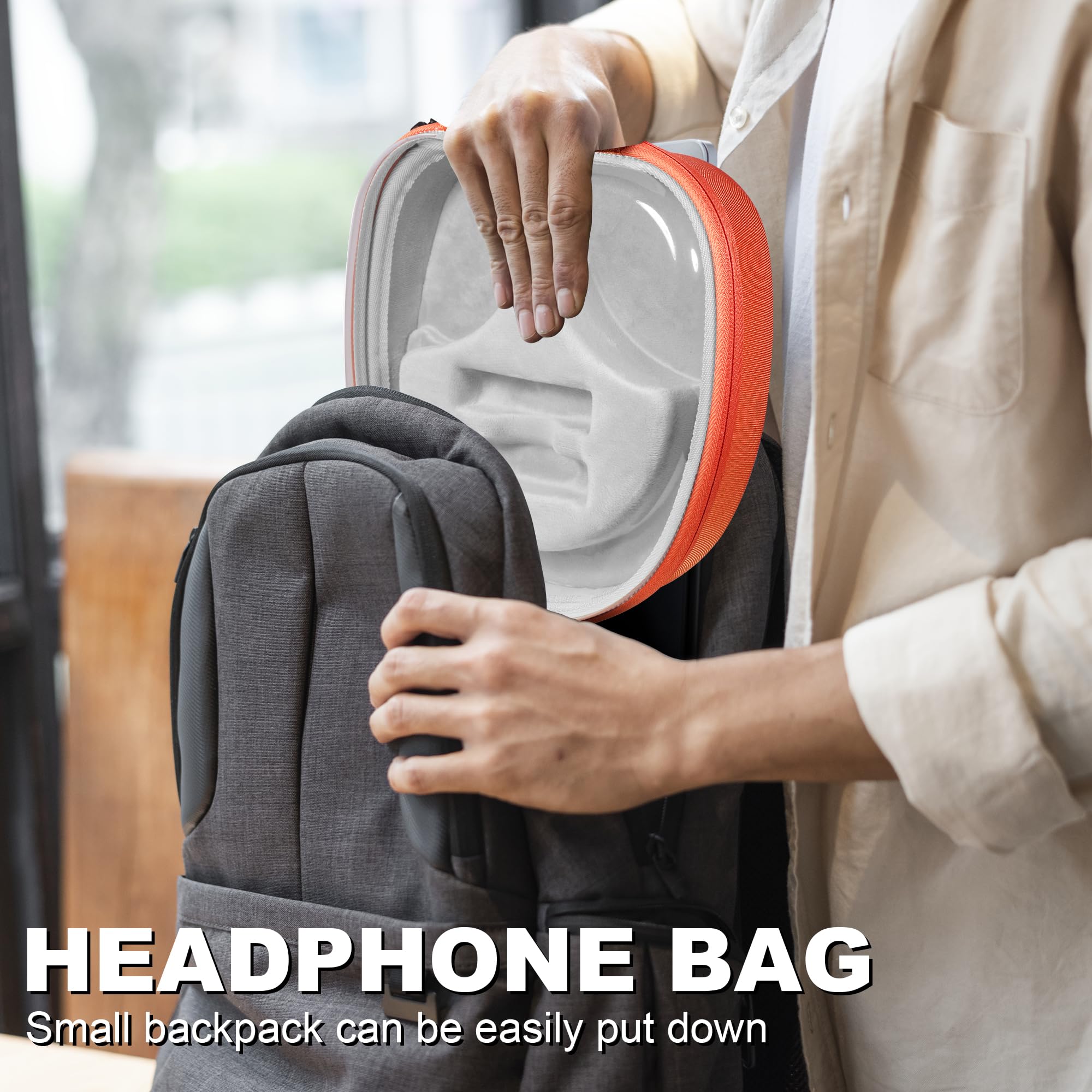 Bolsa de almacenamiento para auriculares compatible con Sony, Skullcandy, Plantronics, Bose, Beats, JBL, Sennheiser (naranja, pequeña (transparente)
