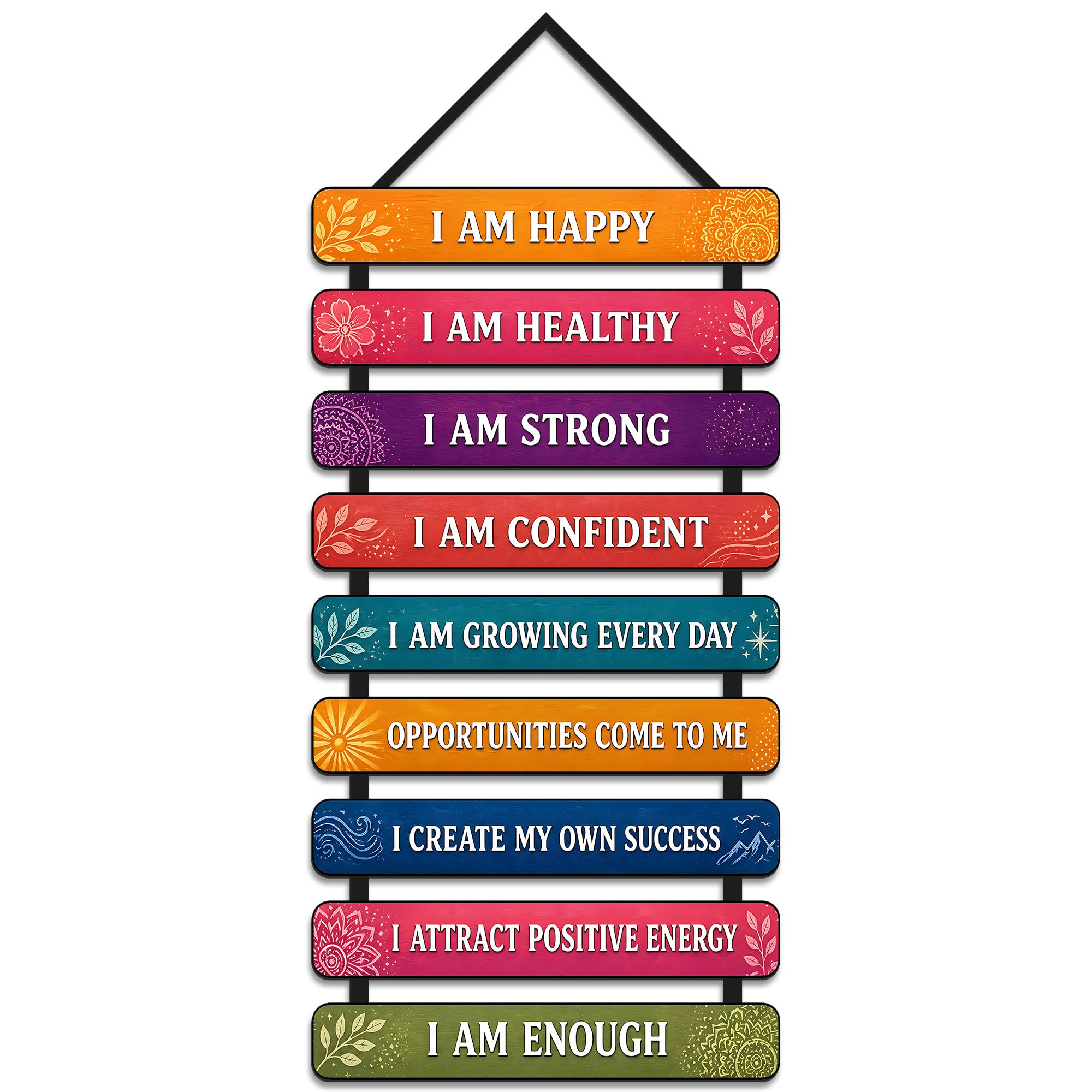 Regalo Casila I Am Affirmations Motivational Wall Hanging Wooden Quotes Wall Decor Positive Affirmation Plaque for Home Office Bedroom Living Room 29 x 11.5 Inch-image-34