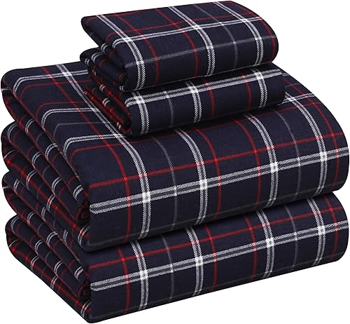 Vista 247 de RUVANTI Juego de sábanas de franela 100% algodón, tamaño matrimonial, 4 piezas, Alpine Serenity Serenidad alpina