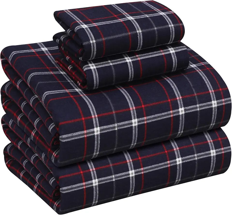 RUVANTI Lençóis de flanela King Size - Conjunto de lençóis King Size 100% algodão escovado - Lençóis de cama com bolsos profundos de 40,6 cm - Todas as estações respiráveis e extra macios - Quente e