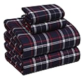 Flannel Sheets Queen Size - 100% Cotton Double Brushed Bed Sheets, Deep Pockets 16 Inches Queen Sheet Set, All Seasons Breathable & Extra Soft - Warm & Cozy, 4 Piece, Yankees Blue