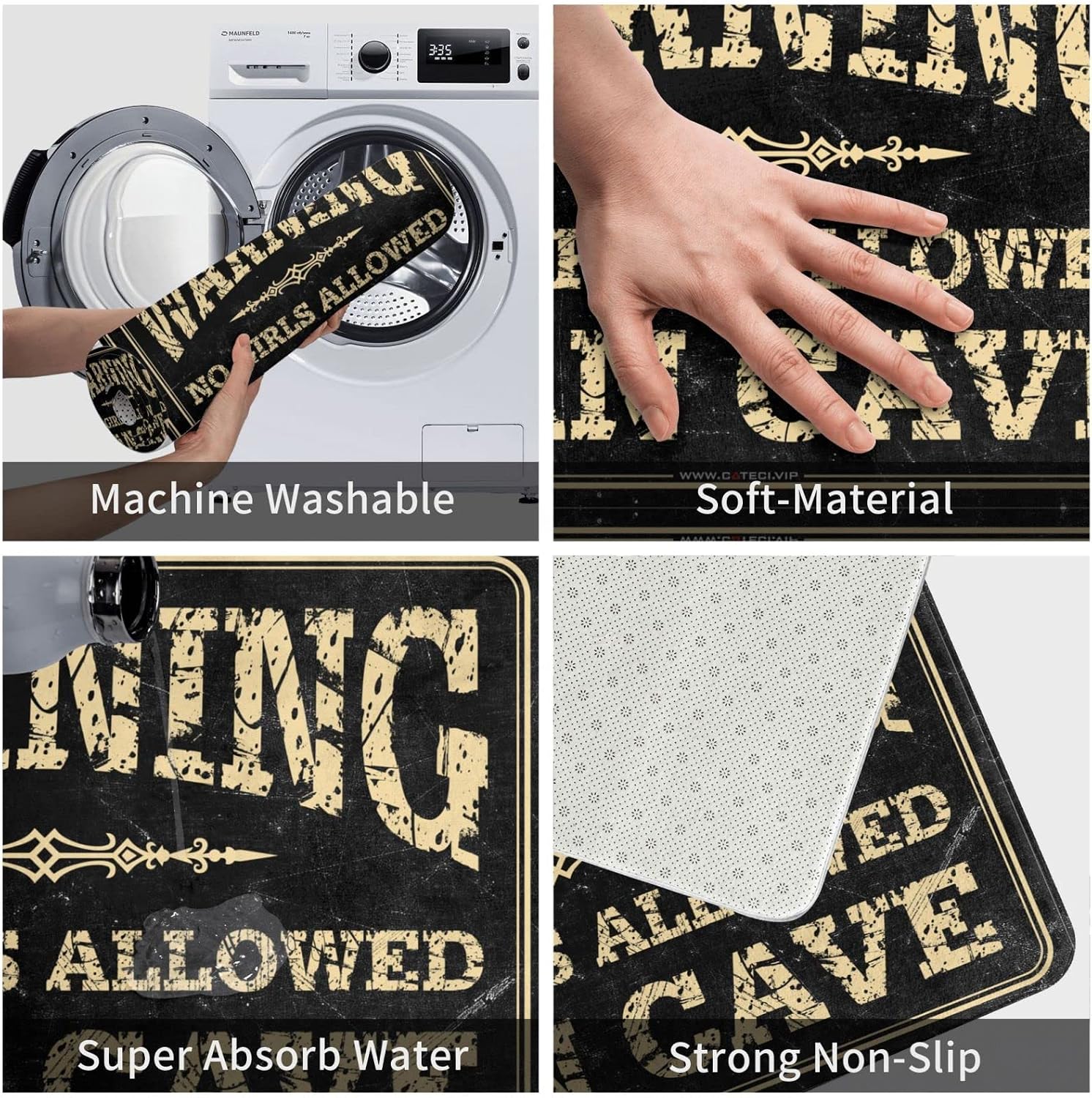 Door Mats Indoor Entrance Warning! Man Cave No Girls Allowed Rug Rugs for Kitchen Door Mats Outdoor Large(40X60CM)