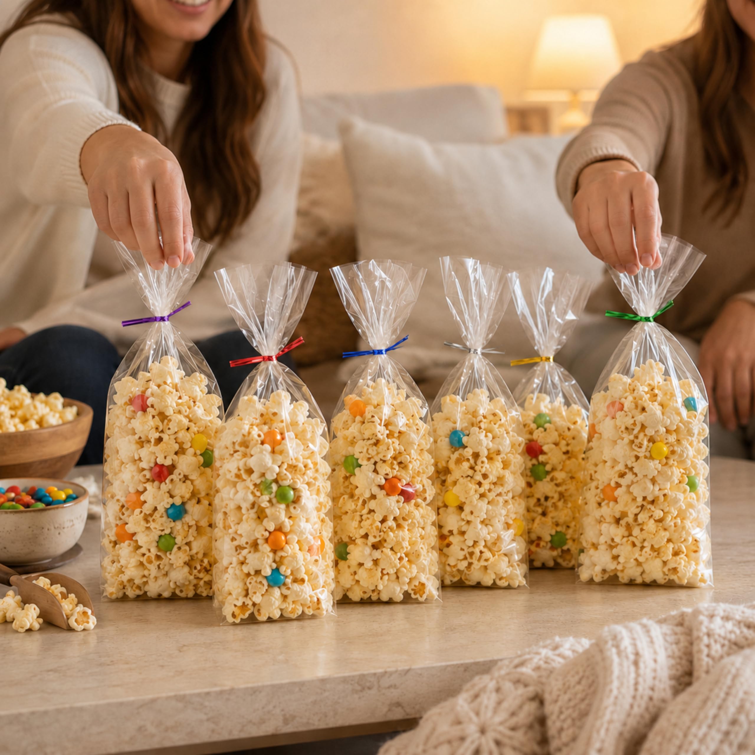 6x9 Cellophane Treat Bags with Ties 200 Clear Goodie Cookie Bags — Amazon image 4