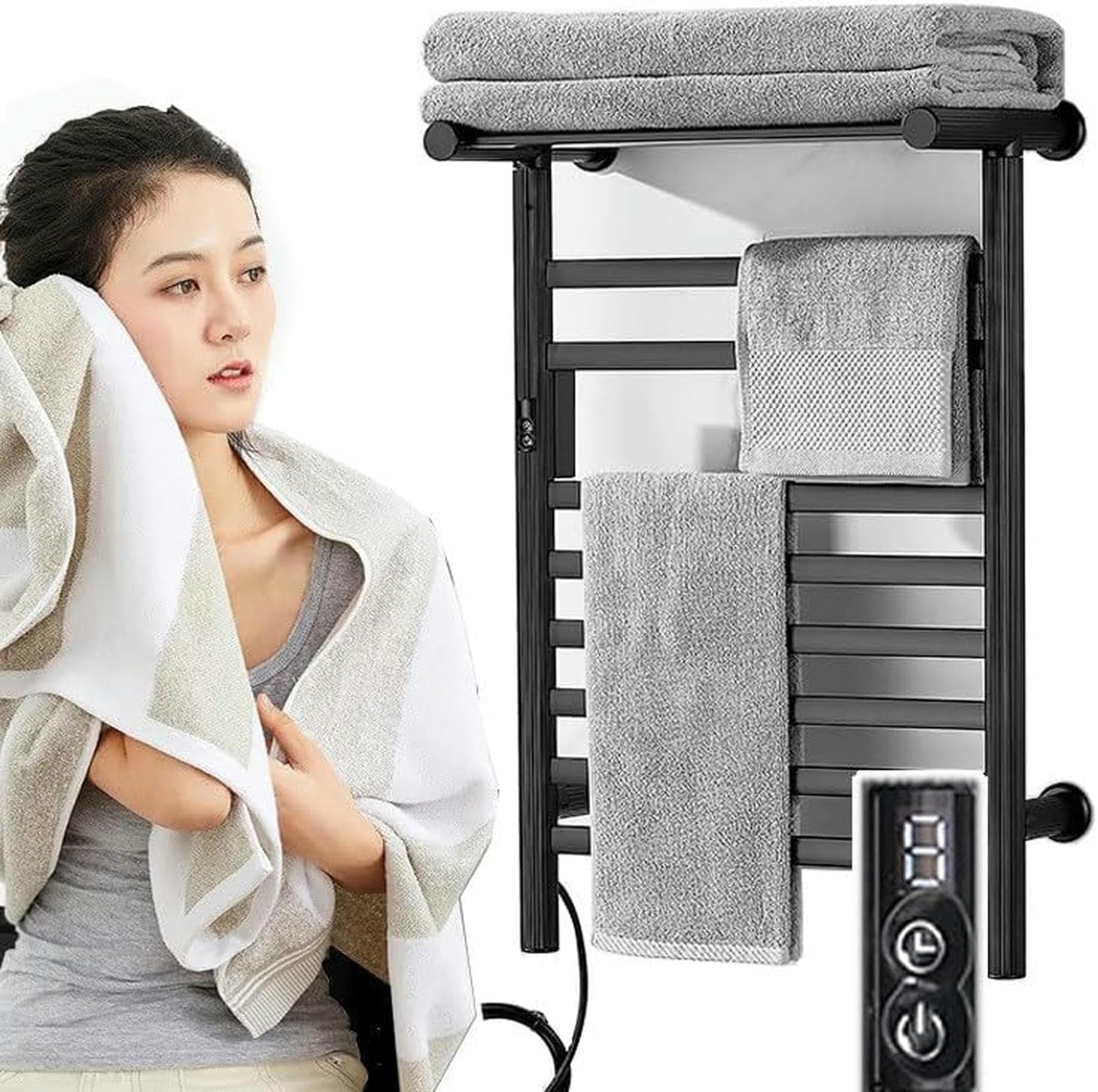 Toallero eléctrico sin taladro para un baño siempre cálido y ordenado