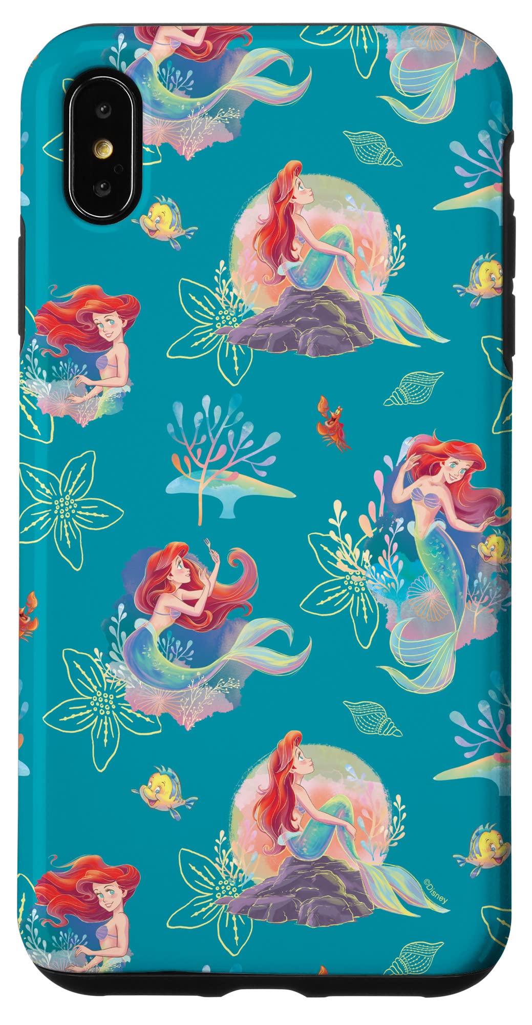 Custodia per iPhone XS Max Disney Princess Ariel Flounder e Sebastian sotto il mare