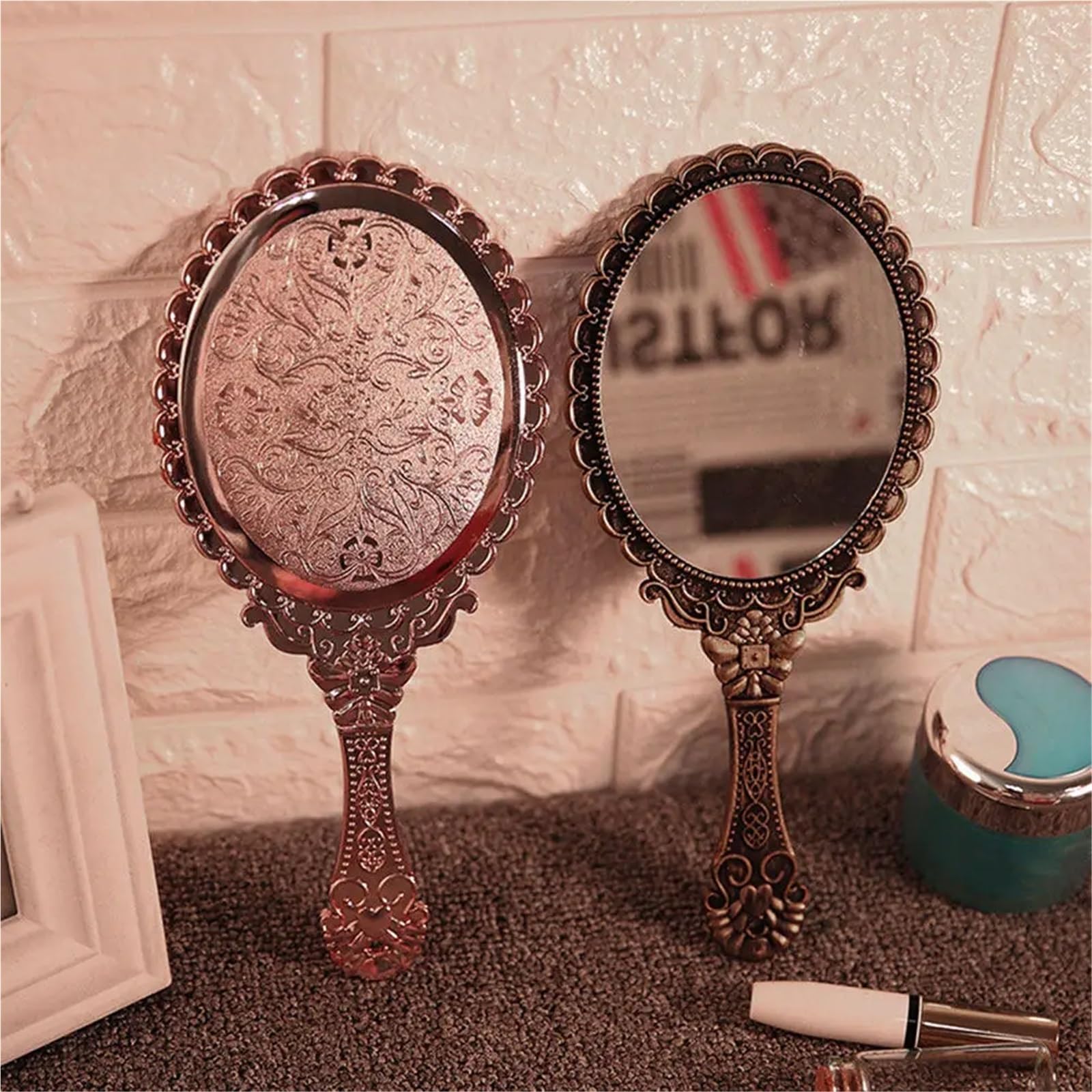 Specchio for il trucco portatile vintage rotondo da 12 pezzi Per i Viaggi Quotidiani