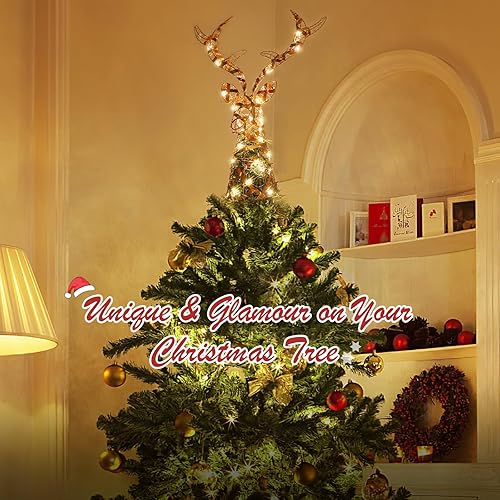 Miniatura 19 de Decoración para árbol de Navidad con 8 modos de iluminación, decoración de árbol con iluminación USB con 20 luces LED, decoración brillante