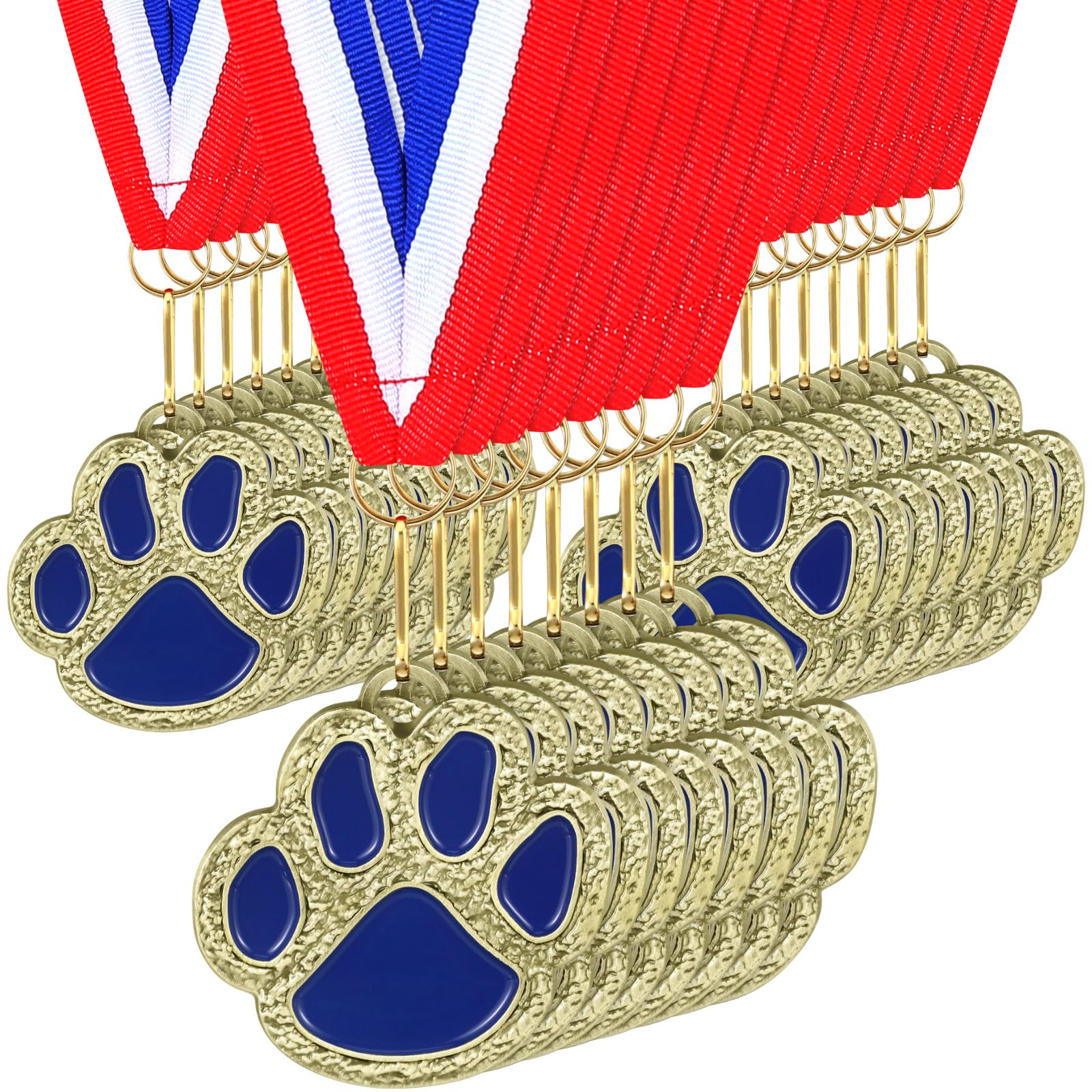 Photo 1 of Tondiamo 24 Pcs Award Medals Bulk Sports Medals with Neck Ribbons 2 Inches Winner Award Prize Gift for Sports Themed Party Favors Tournaments School Match (Paw Print Medal)